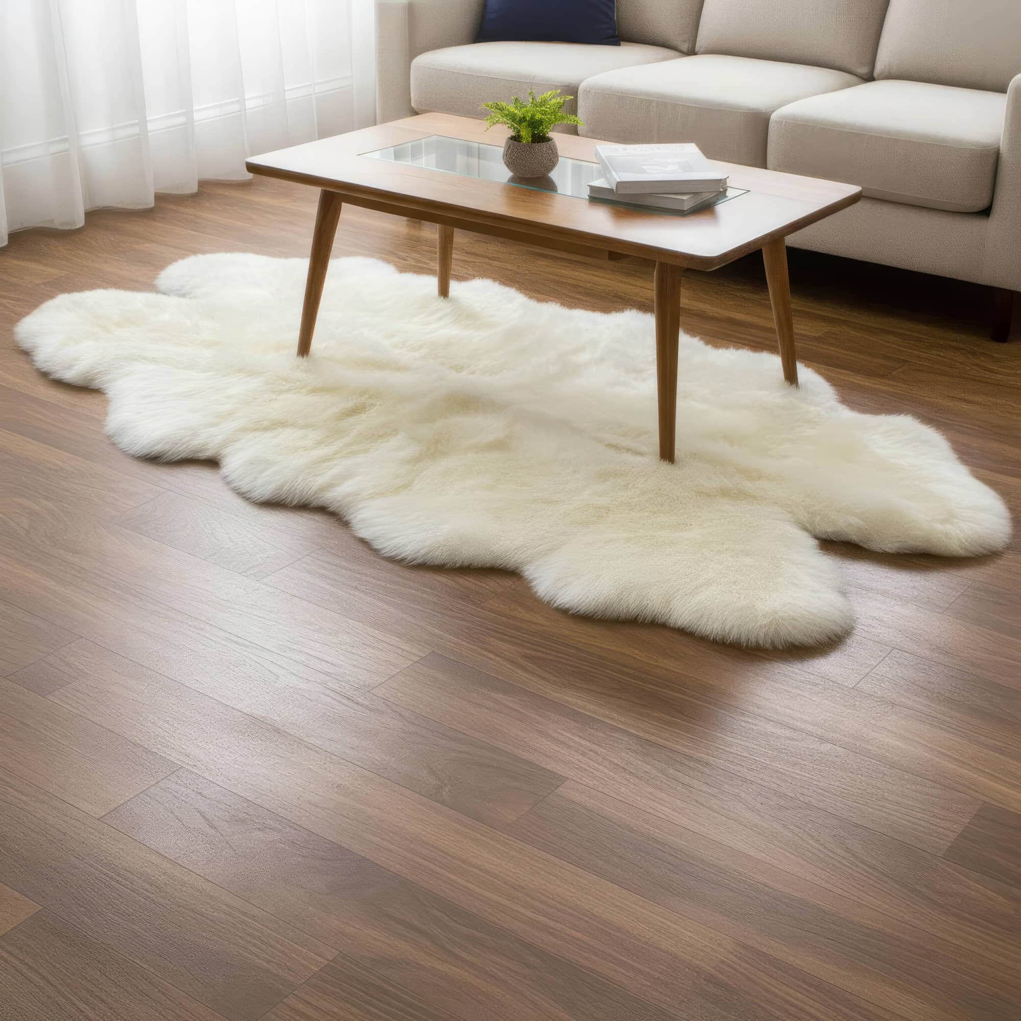 4x6 sheepskin rug ivory white natural fur rug #size_4' x 6'