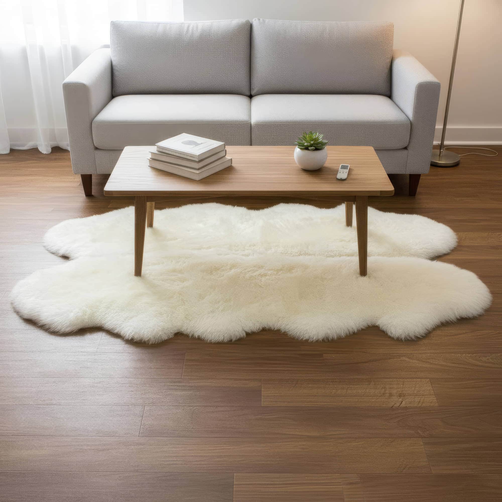 4x6 sheepskin rug ivory white natural fur rug #size_4' x 6'