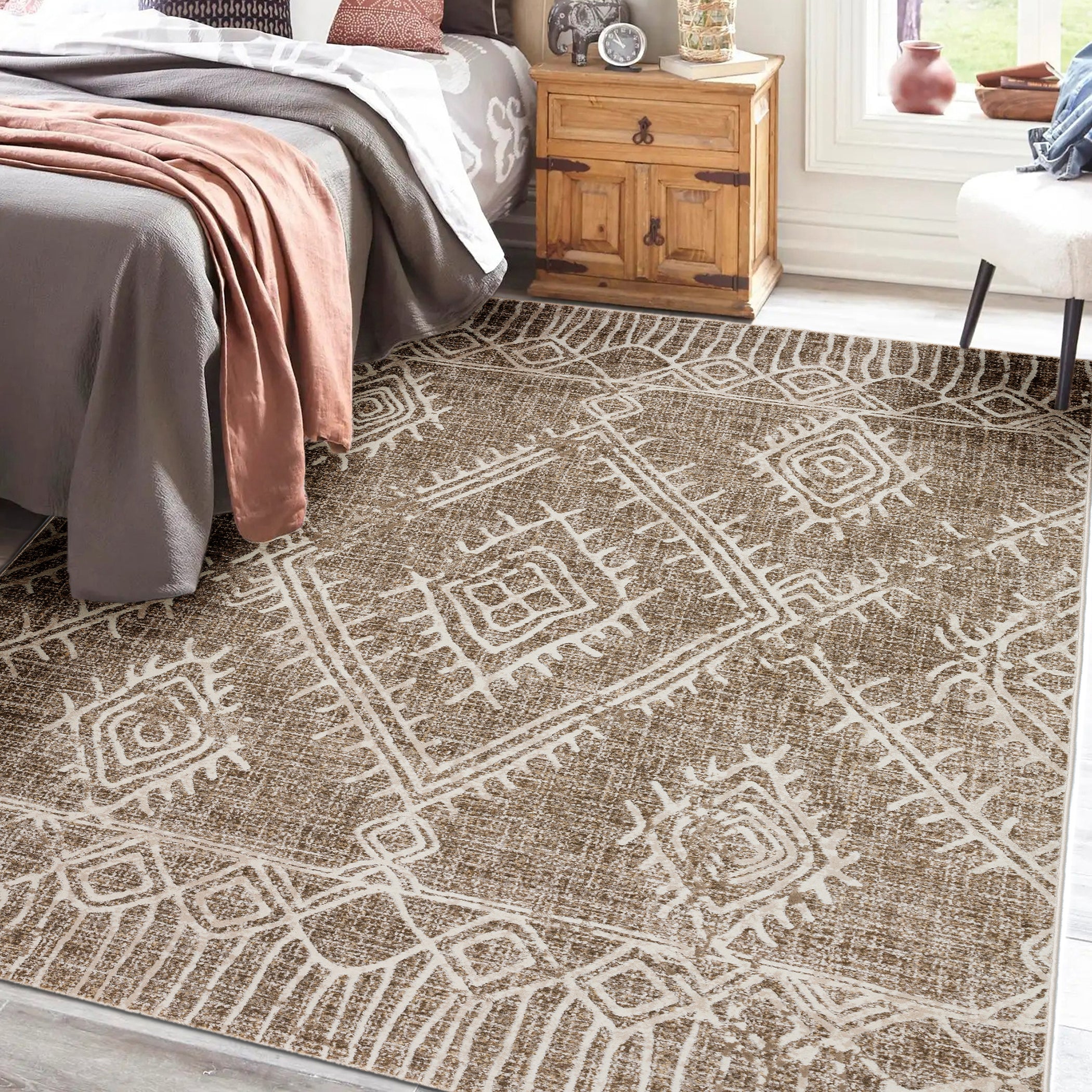Transitional IZ1 Mocha Brown Rug 3'3" x 5'3" #shape_Rectangle