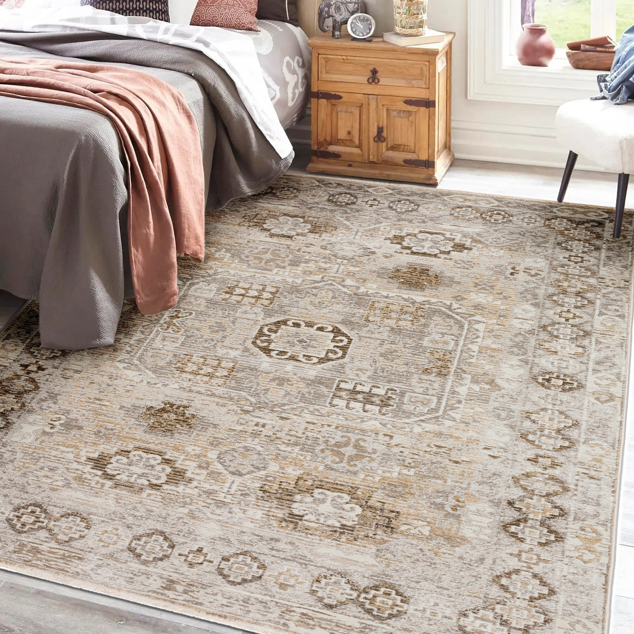 Transitional IZ4 Flax Brown Rug 3'3" x 5'3" #shape_Rectangle
