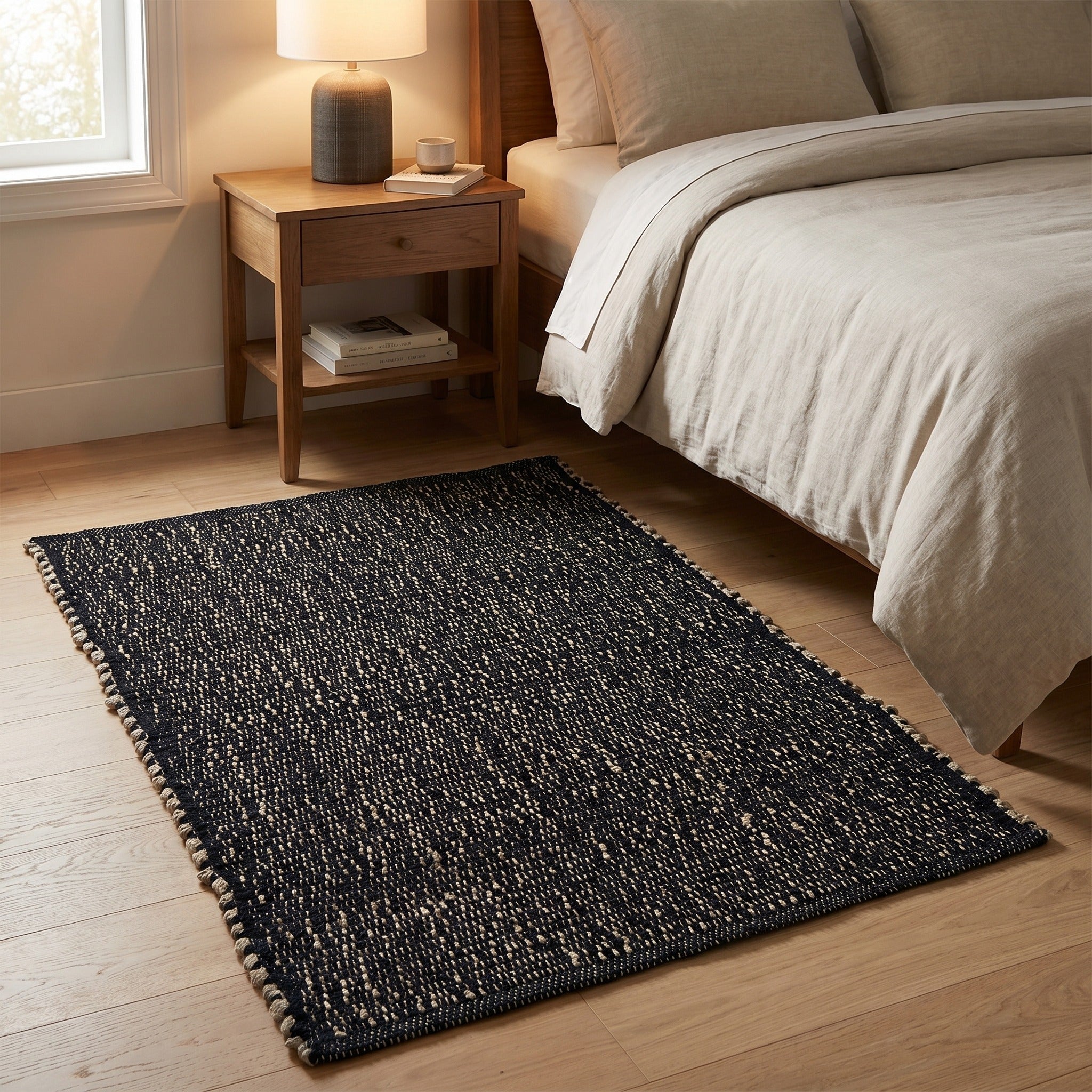 Black Jute & Cotton Woven Rug – Reversible Natural Farmhouse Area Rug | Terra Collection