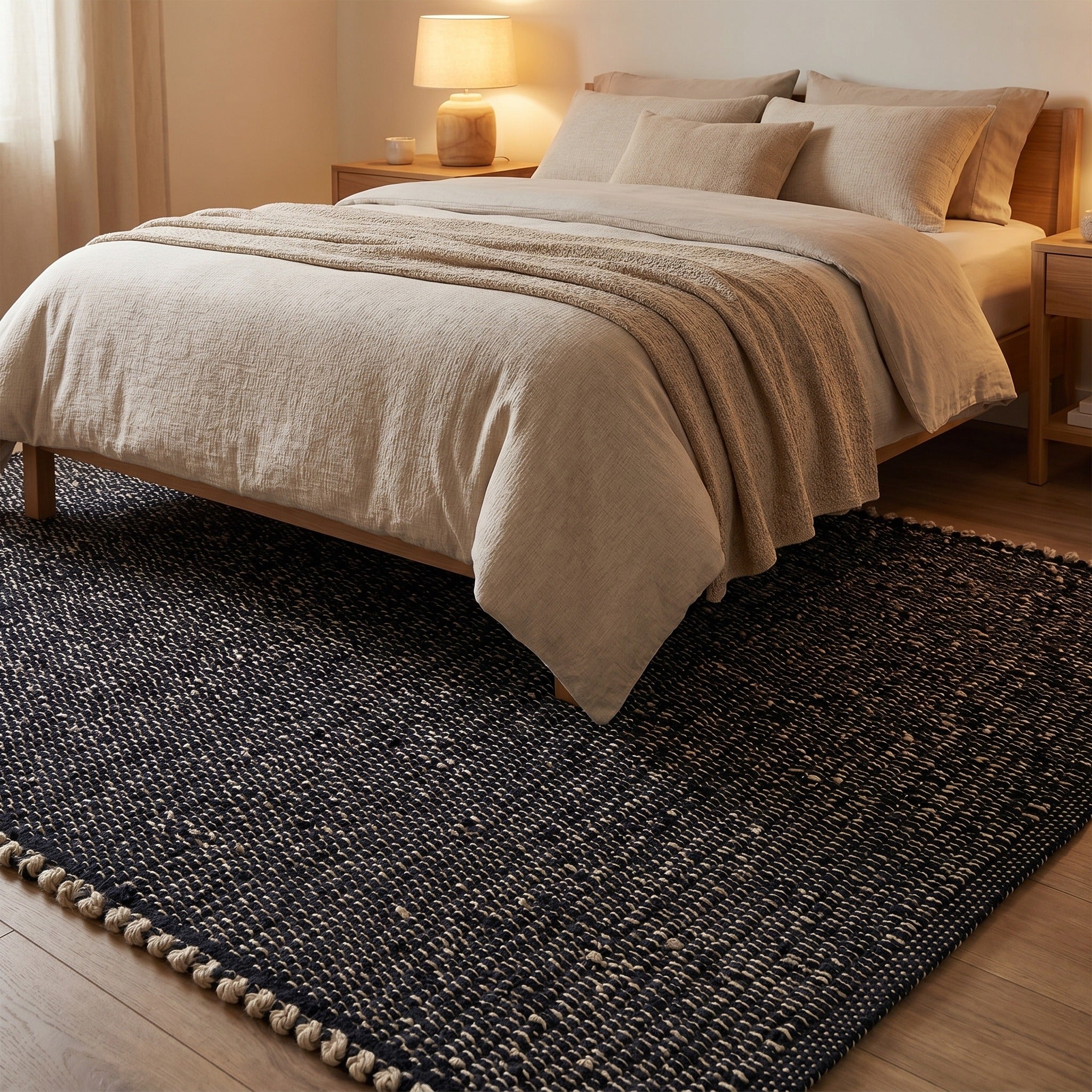 Black Jute & Cotton Woven Rug – Reversible Natural Farmhouse Area Rug | Terra Collection
