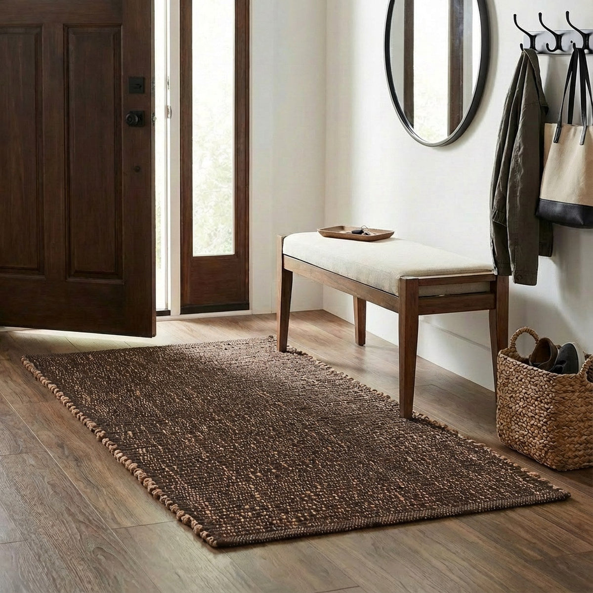 Brown Jute & Cotton Woven Rug - Terra JC01