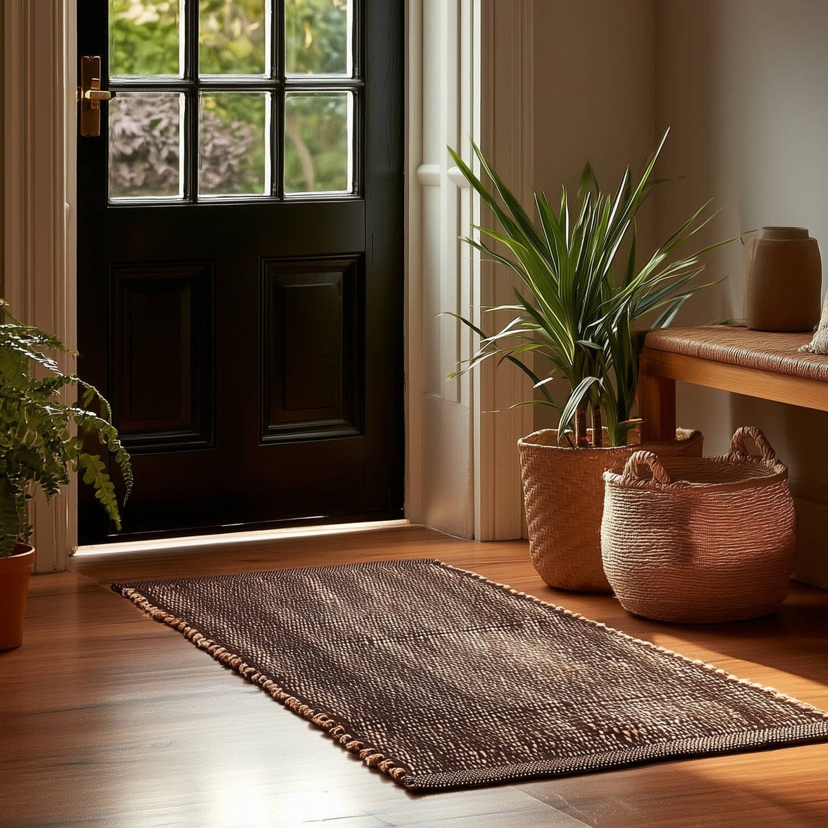 Brown Jute & Cotton Woven Rug - Terra JC01
