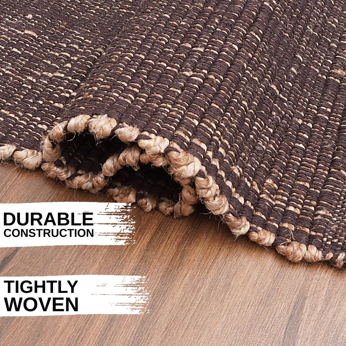 Brown Jute & Cotton Woven Rug - Terra JC01