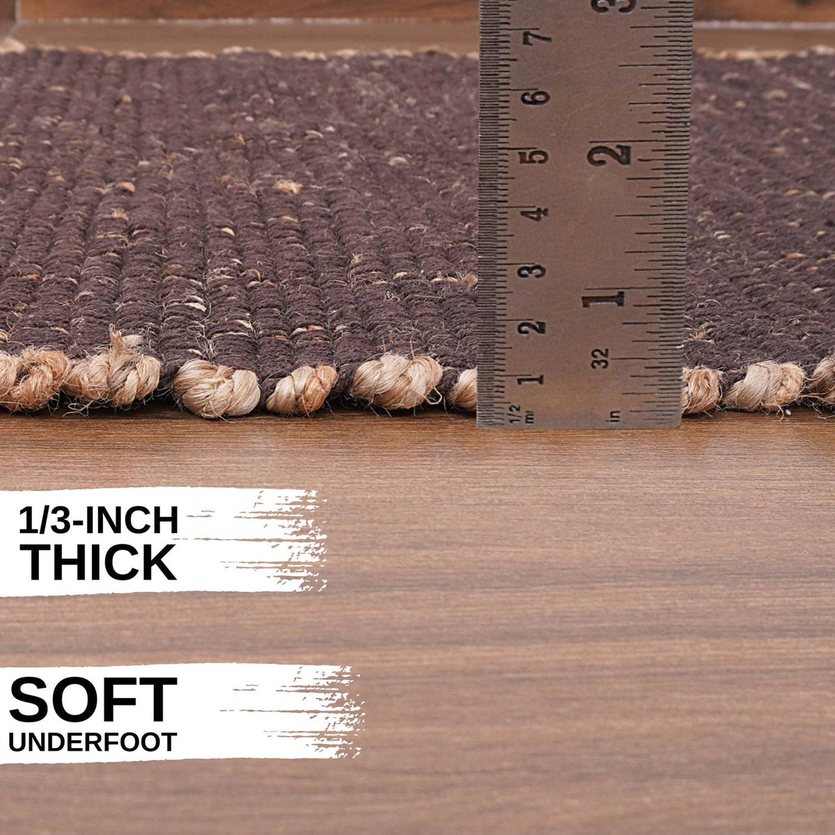 Brown Jute & Cotton Woven Rug - Terra JC01