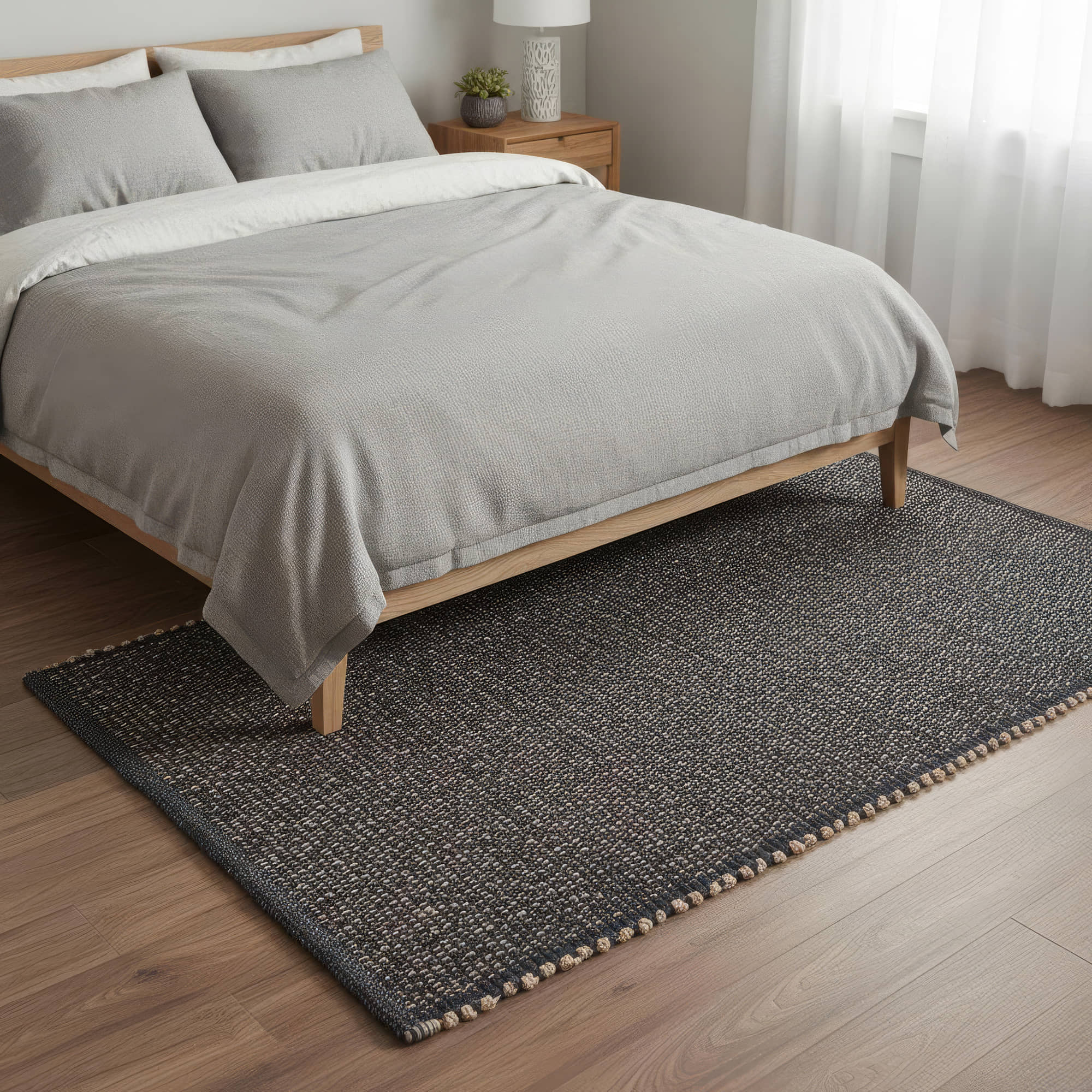 Charcoal Gray Jute & Cotton Woven Rug – Reversible Natural Farmhouse Area Rug | Terra Collection