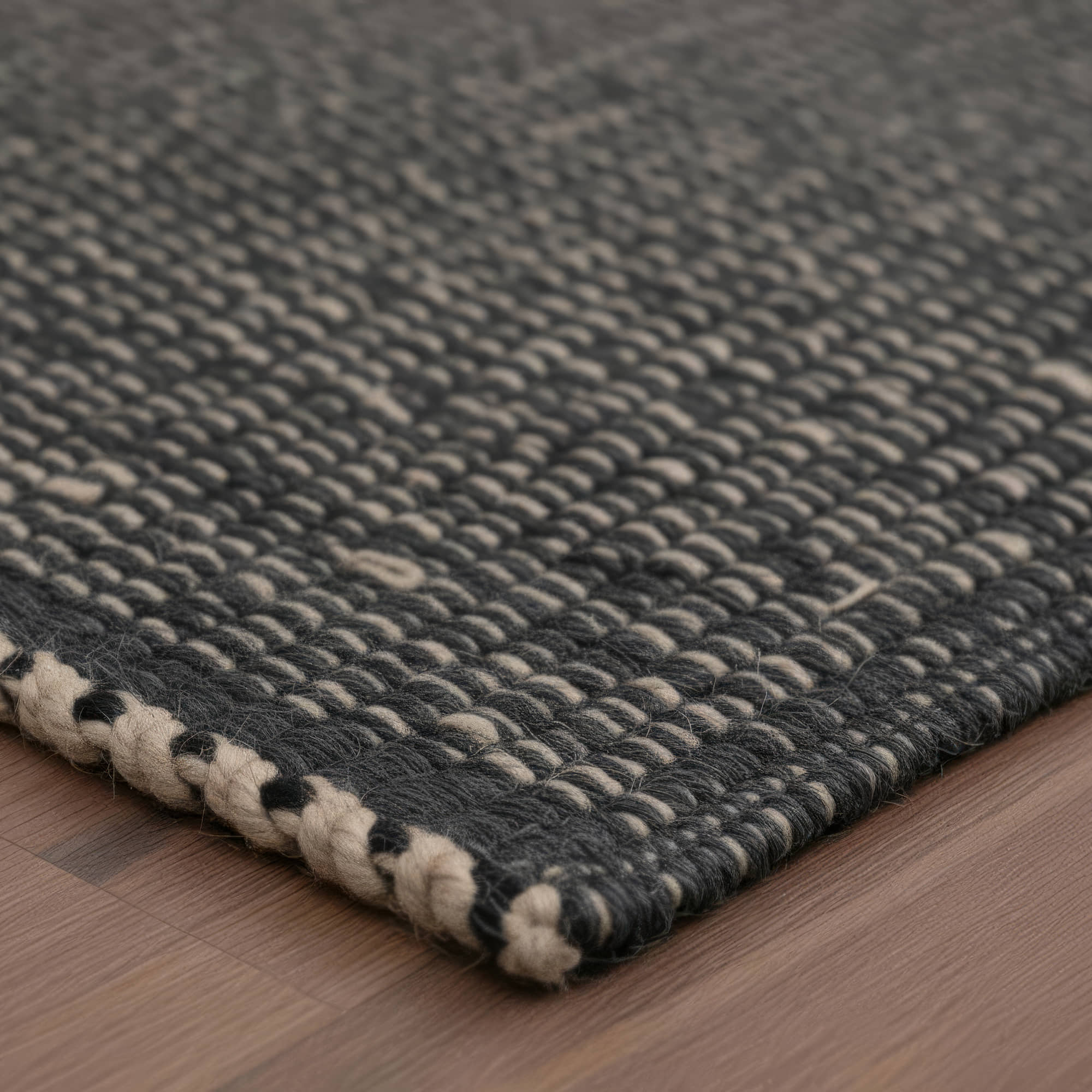 Charcoal Gray Jute & Cotton Woven Rug – Reversible Natural Farmhouse Area Rug | Terra Collection