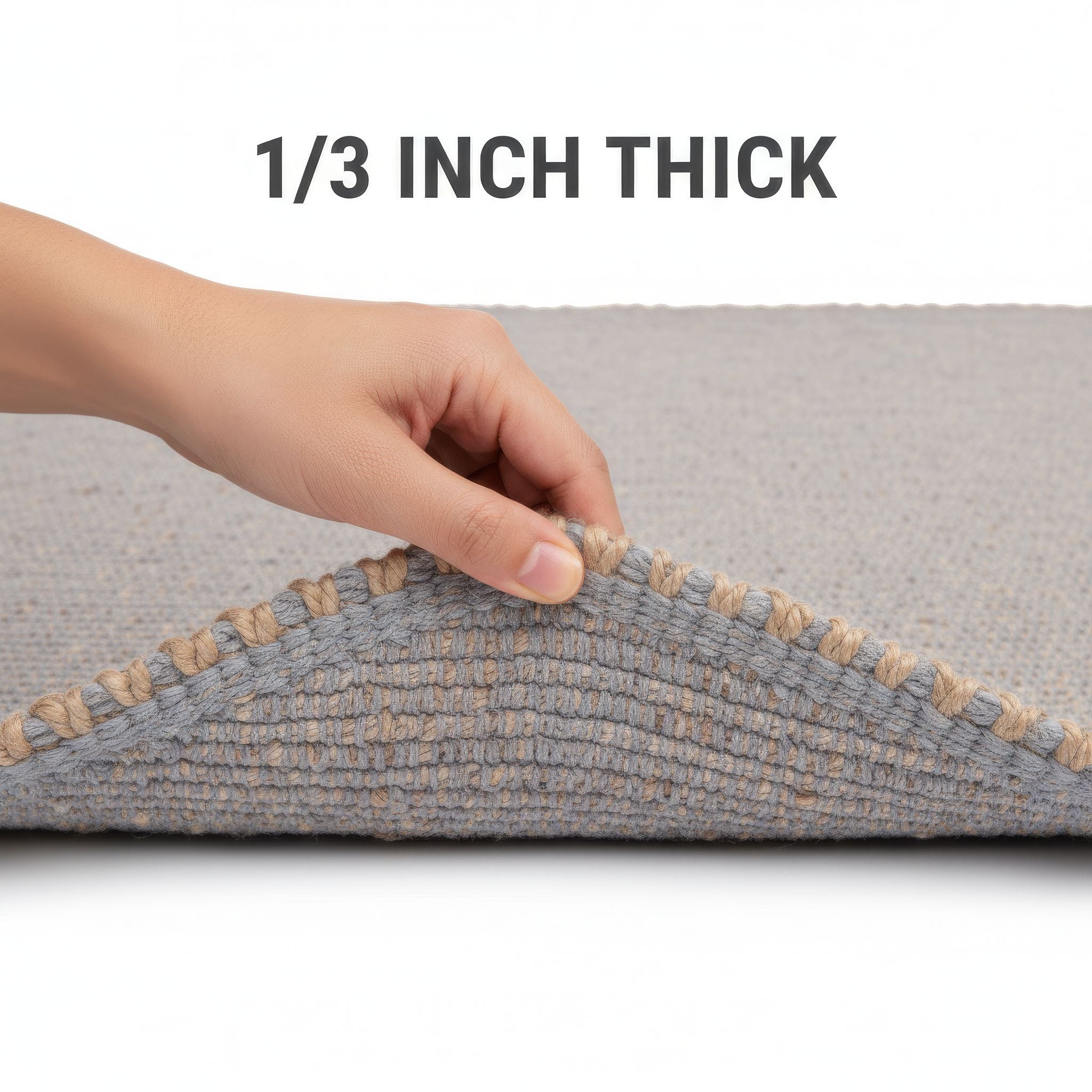 Light Gray Jute & Cotton Woven Rug – Reversible Natural Farmhouse Area Rug | Terra Collection