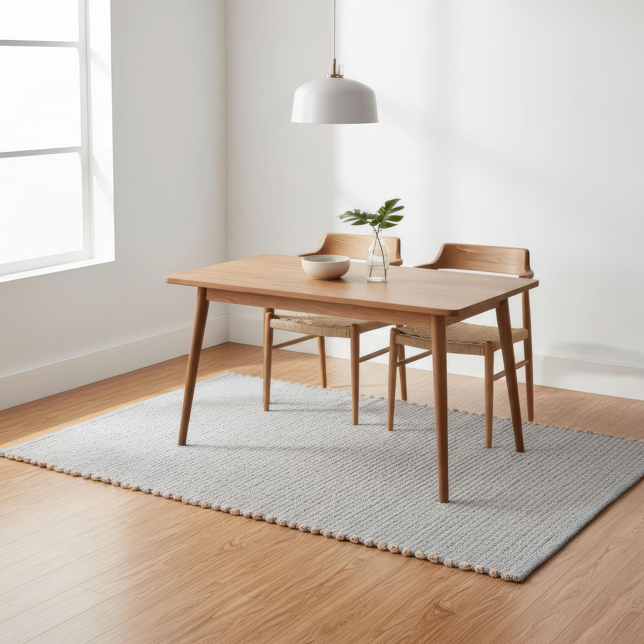 Light Gray Jute & Cotton Woven Rug – Reversible Natural Farmhouse Area Rug | Terra Collection