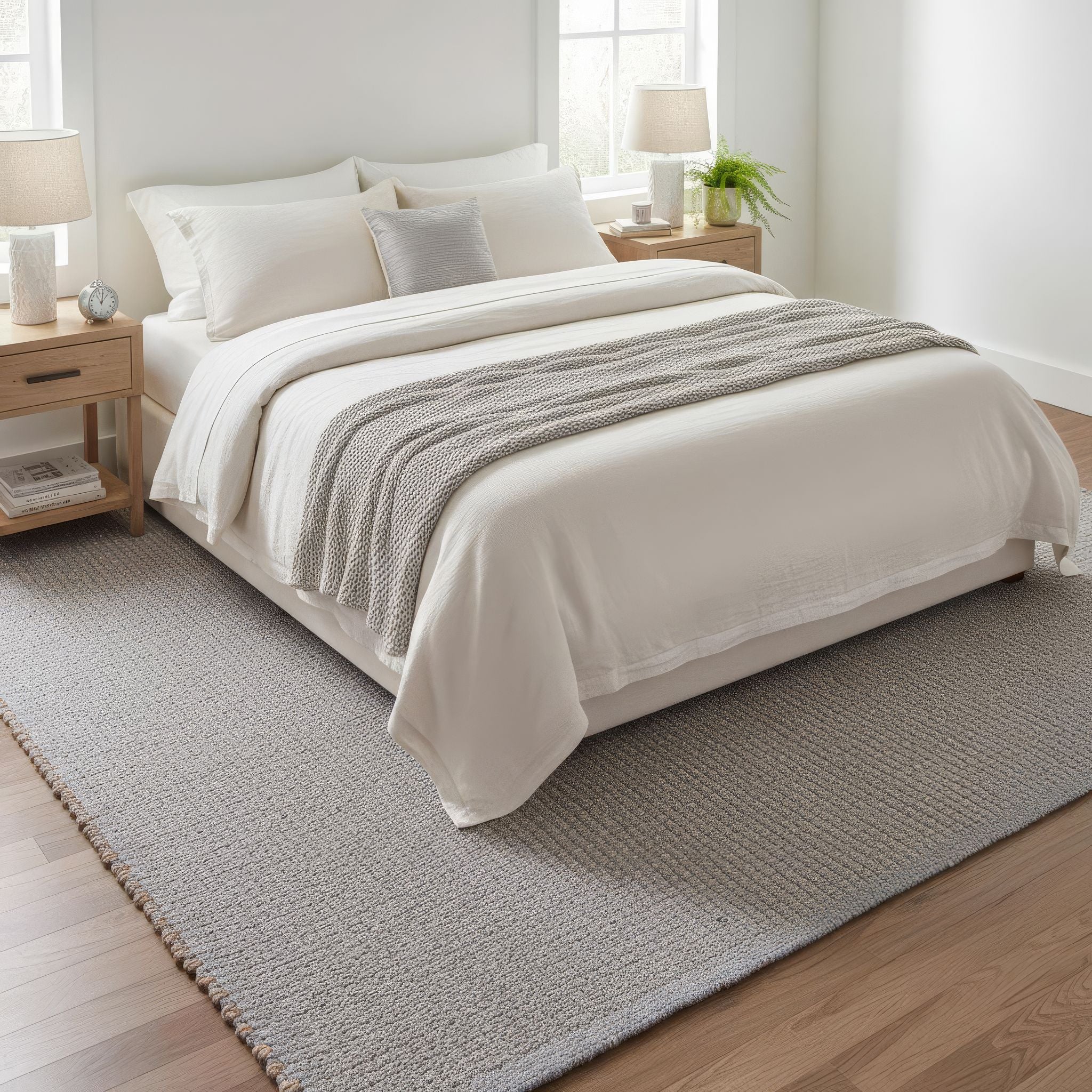 Light Gray Jute & Cotton Woven Rug – Reversible Natural Farmhouse Area Rug | Terra Collection