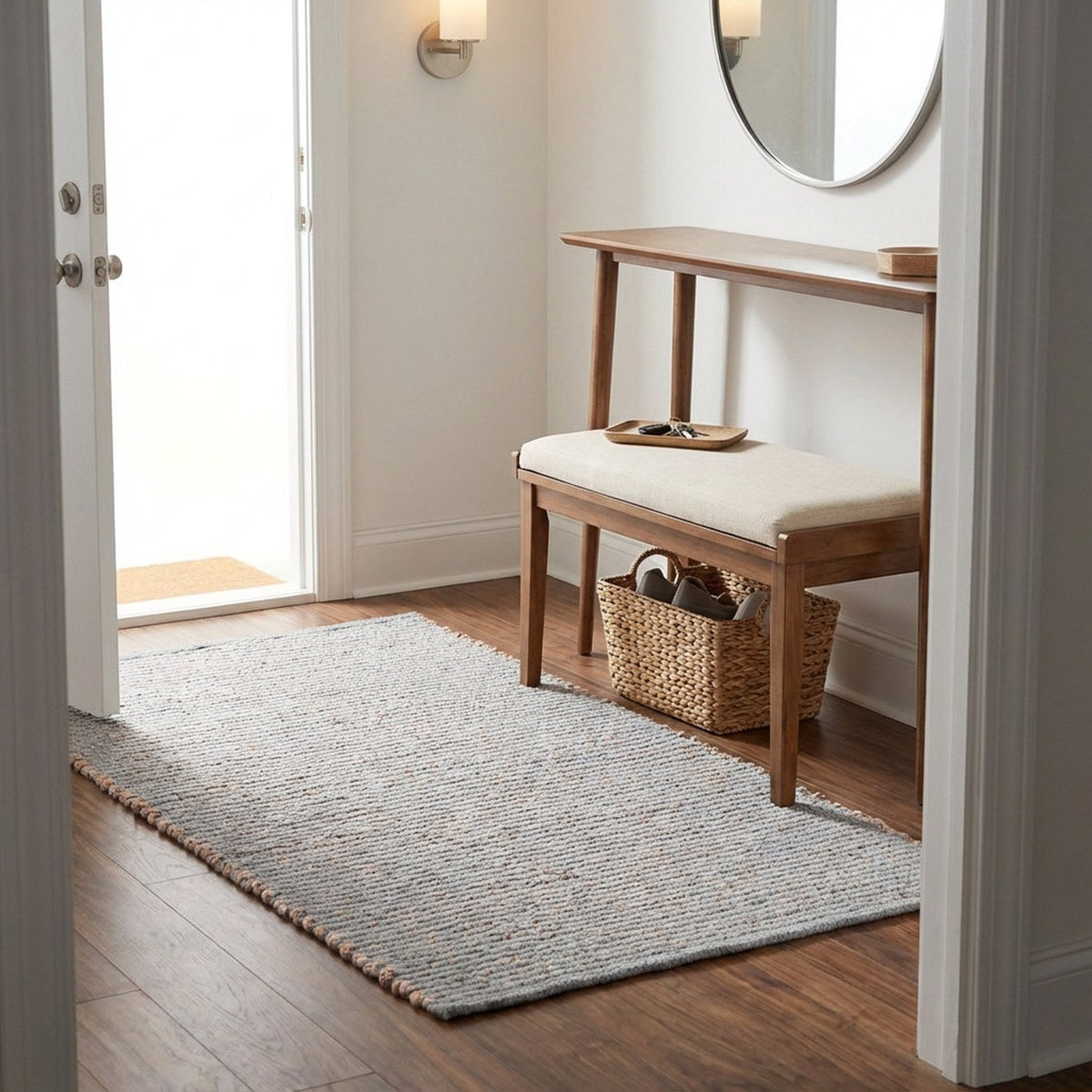 Light Gray Jute & Cotton Woven Rug 2' x 4' - Terra JC01