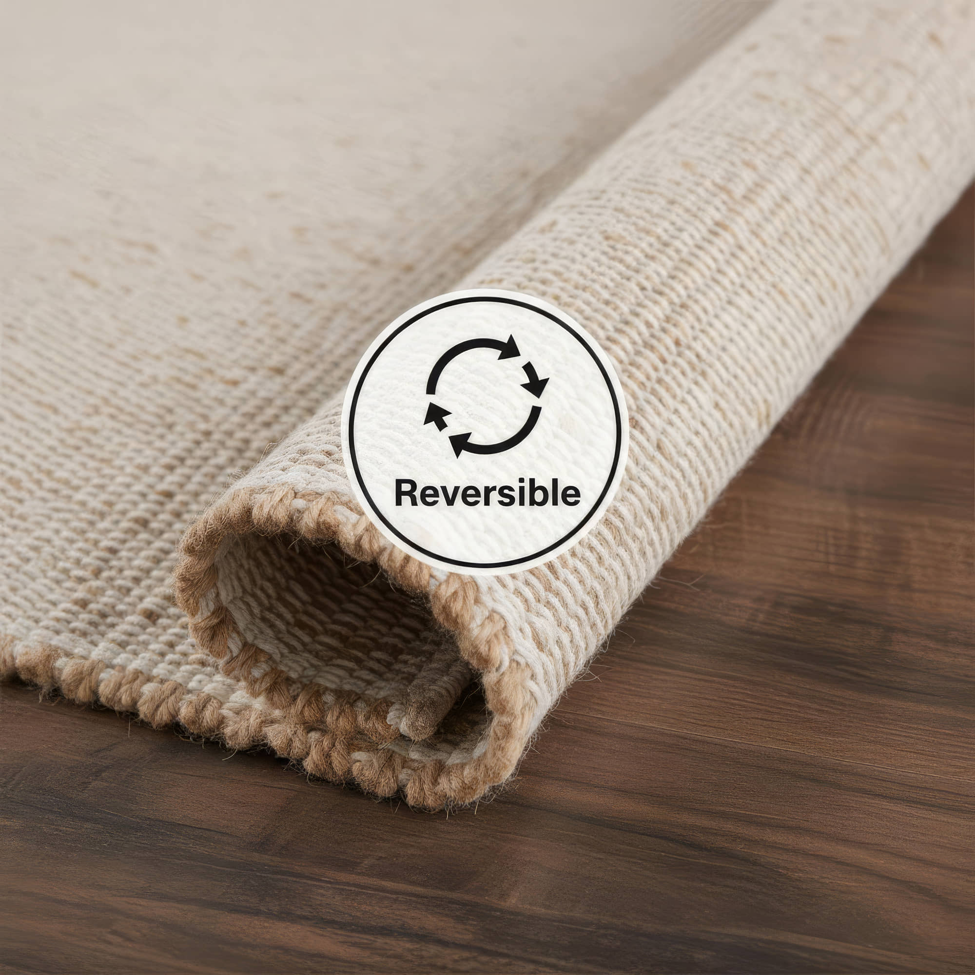 Natural Jute & Cotton Woven Rug – Reversible Farmhouse Area Rug for Kitchen & Dining | Terra Collection