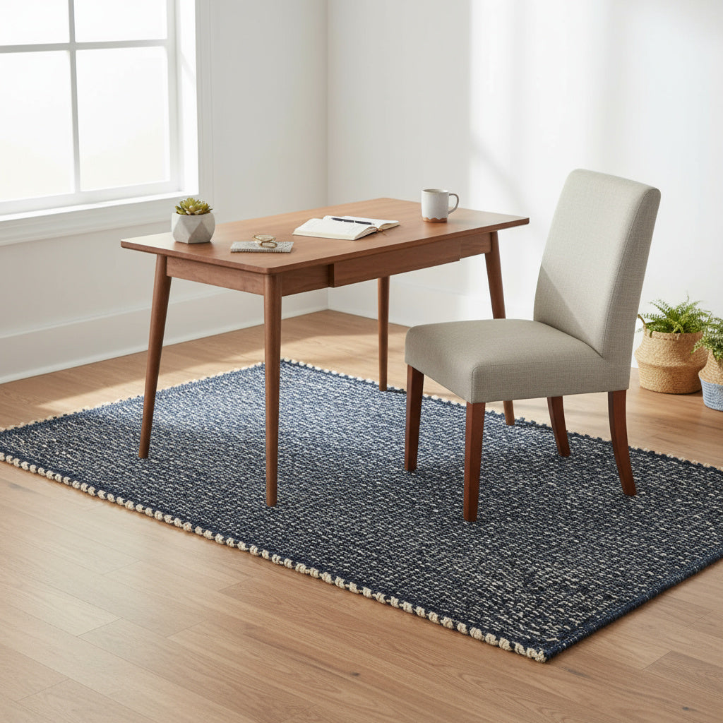 Navy Jute & Cotton Woven Rug – Reversible Natural Farmhouse Area Rug | Terra Collection