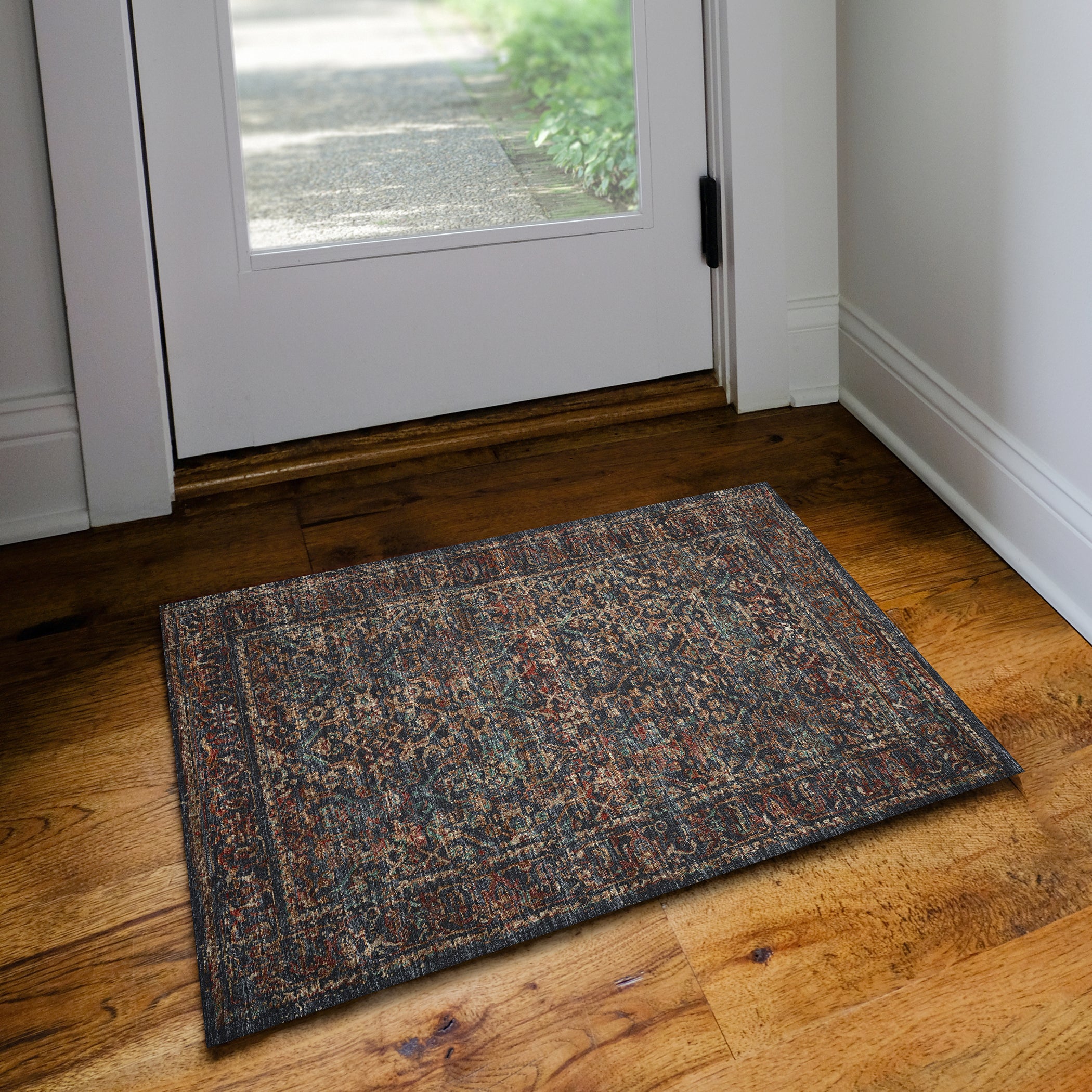 Indoor/Outdoor Traditional JC10 Midnight Black Rug 2' x 3' #shape_Rectangle