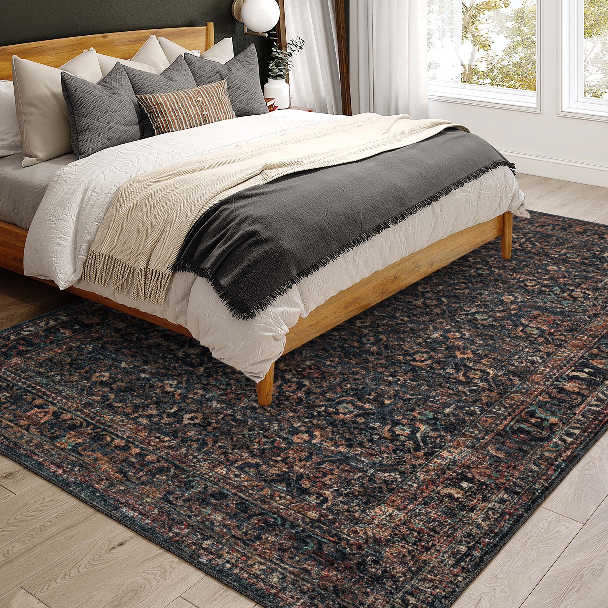 Indoor/Outdoor Traditional JC10 Midnight Black Rug 3' x 5' #shape_Rectangle
