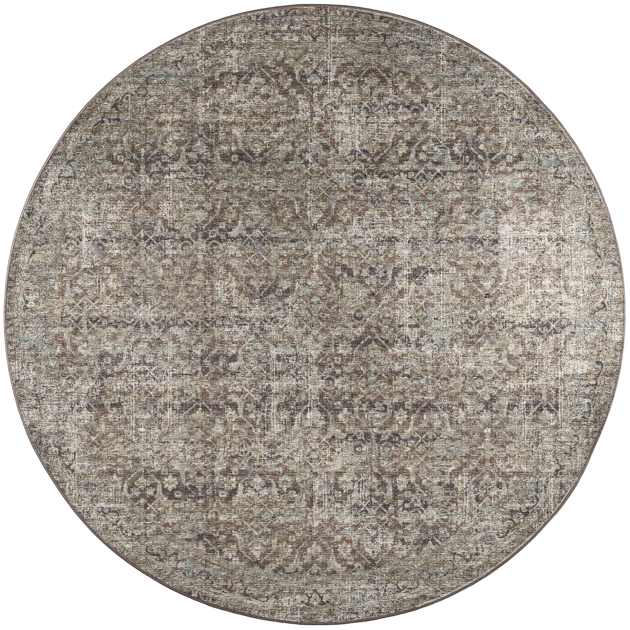 Indoor/Outdoor Traditional JC10 Mushroom Multi Rug 4' x 4' #shape_Round