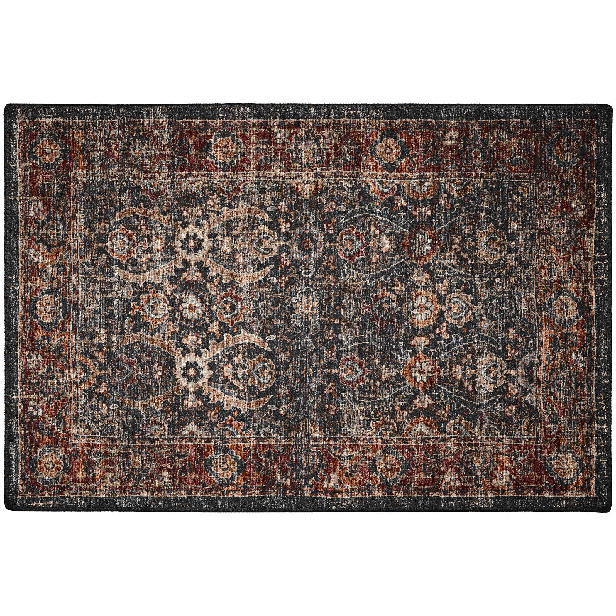 Indoor/Outdoor Traditional JC1 Charcoal Gray Rug 2' x 3' #shape_Rectangle