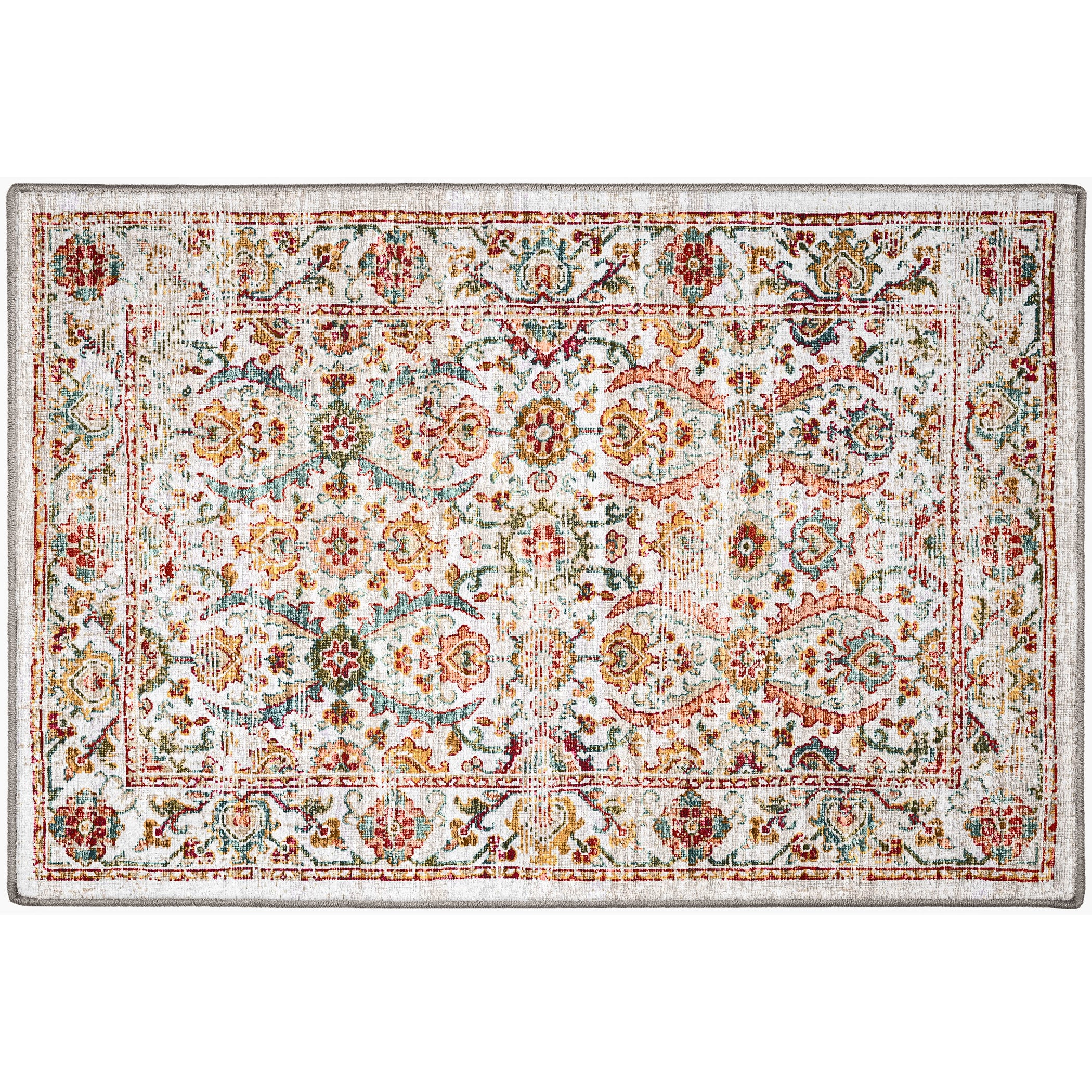 Indoor/Outdoor Traditional JC1 Ivory Red Rug 2' x 3' #shape_Rectangle