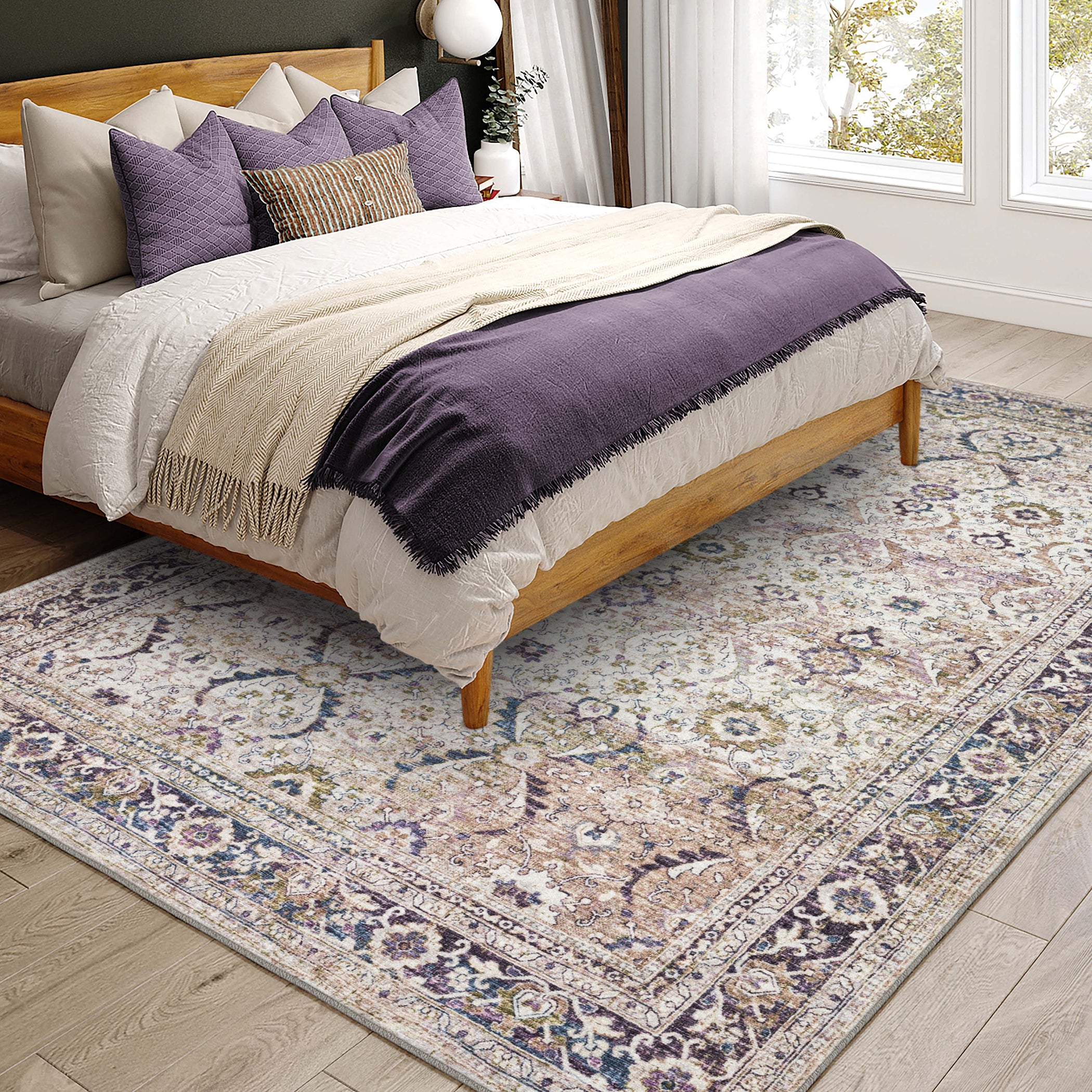 Indoor/Outdoor Traditional JC1 Oyster Purple Rug 3' x 5' #shape_Rectangle