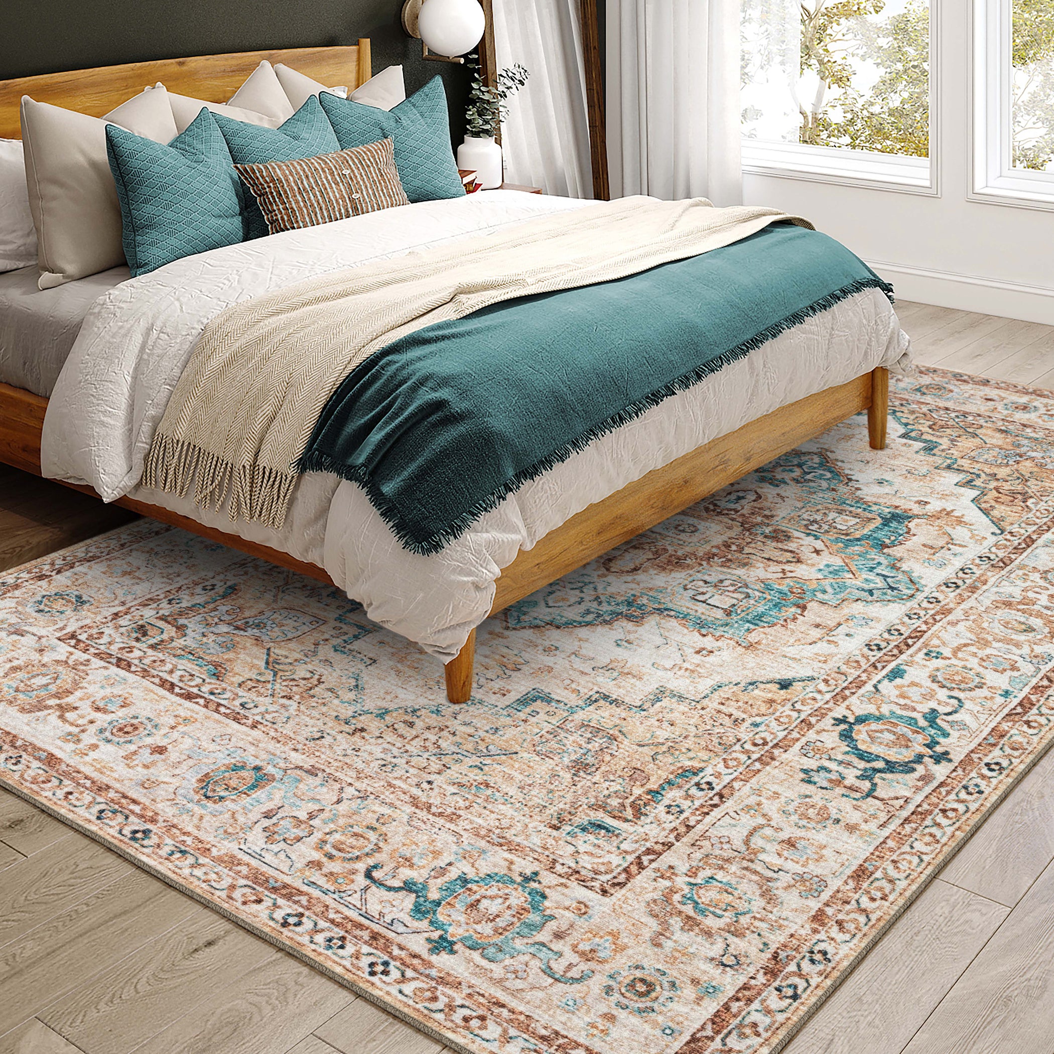 Indoor/Outdoor Traditional JC2 Biscotti Blue Rug 3' x 5' #shape_Rectangle