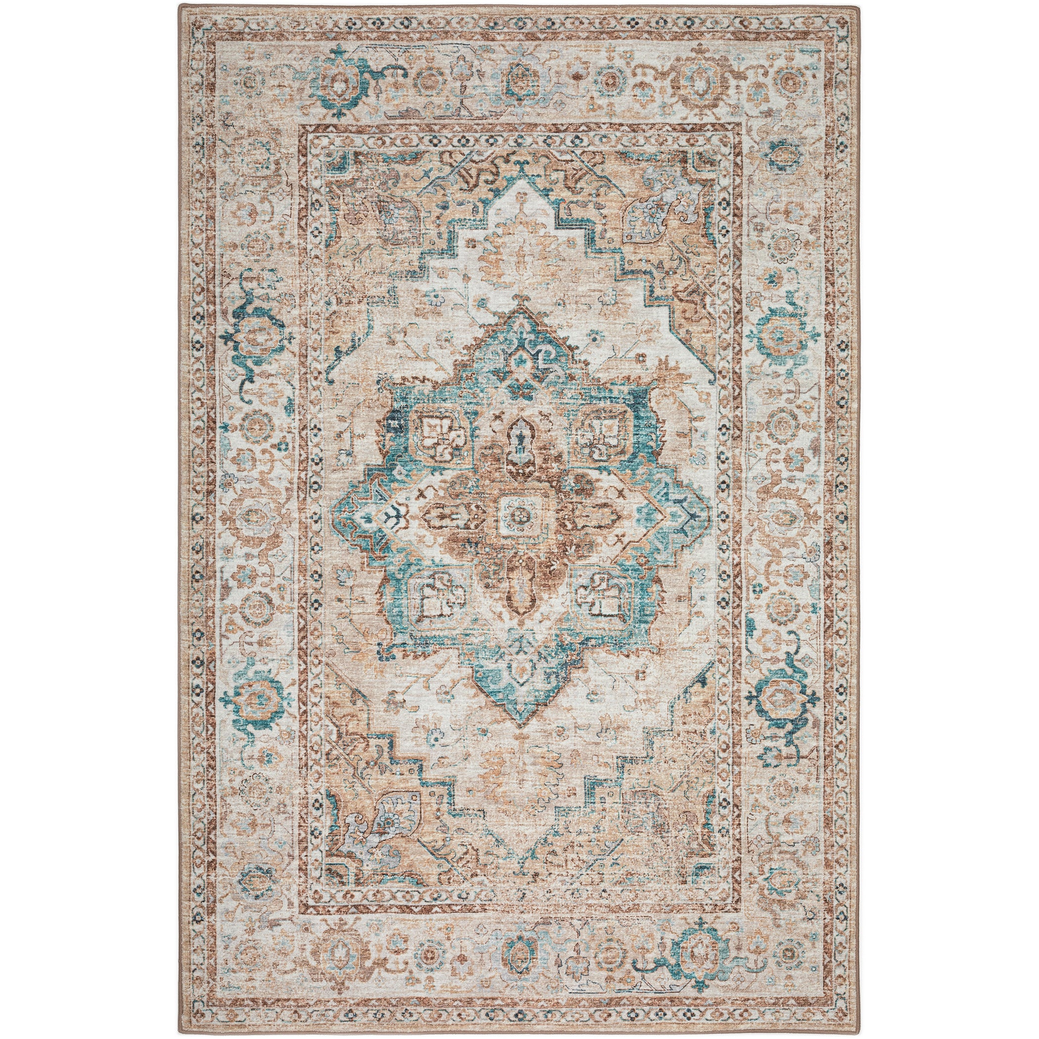 Indoor/Outdoor Traditional JC2 Biscotti Blue Rug 3' x 5' #shape_Rectangle