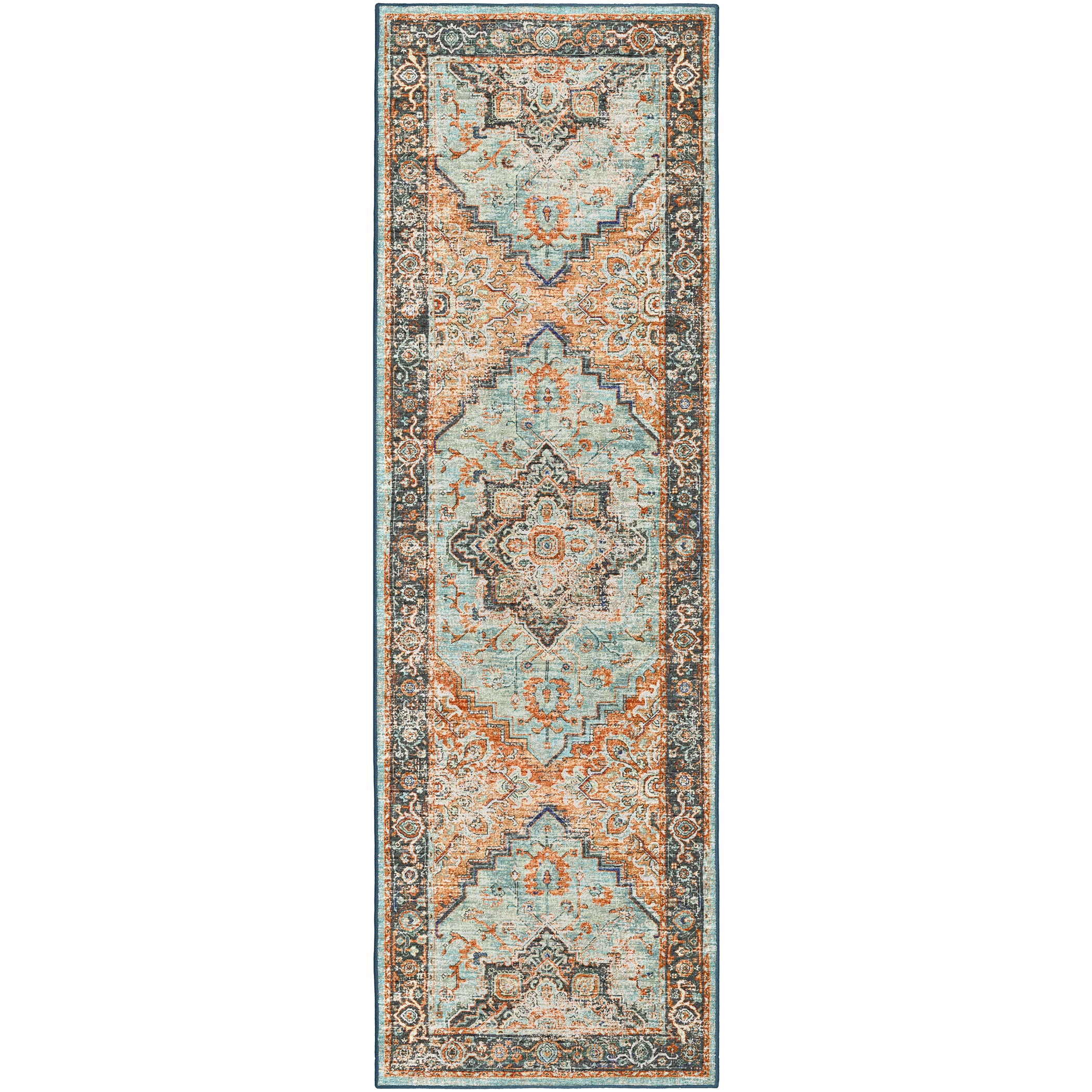Indoor/Outdoor Traditional JC2 Mist Orange Rug 2'6" x 10' #shape_Runner