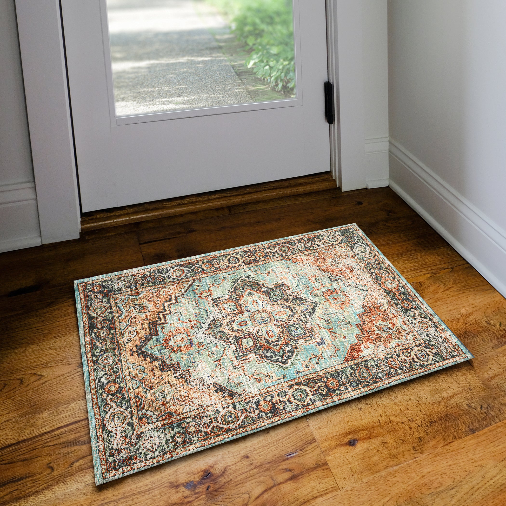 Indoor/Outdoor Traditional JC2 Mist Orange Rug 2' x 3' #shape_Rectangle