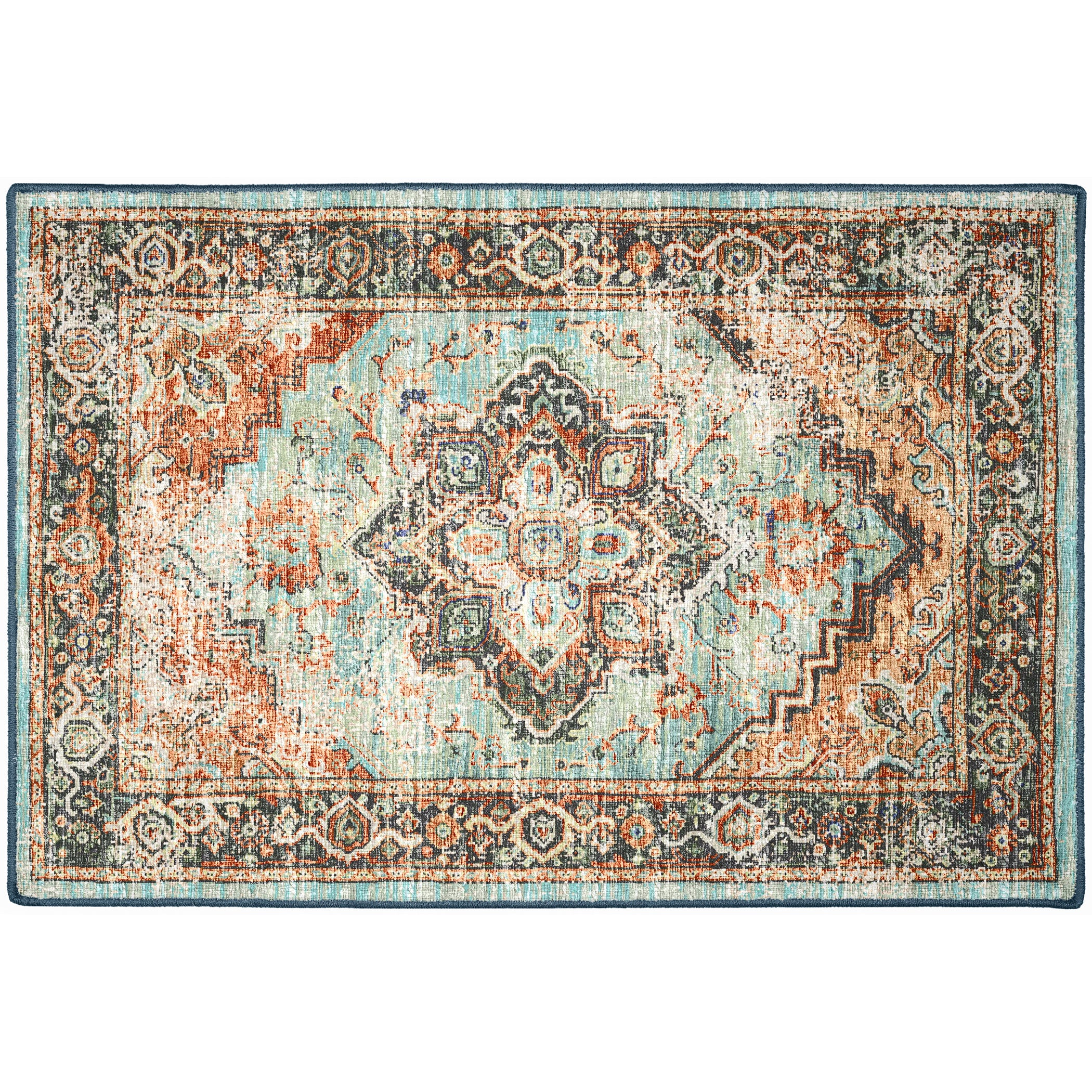 Indoor/Outdoor Traditional JC2 Mist Orange Rug 2' x 3' #shape_Rectangle