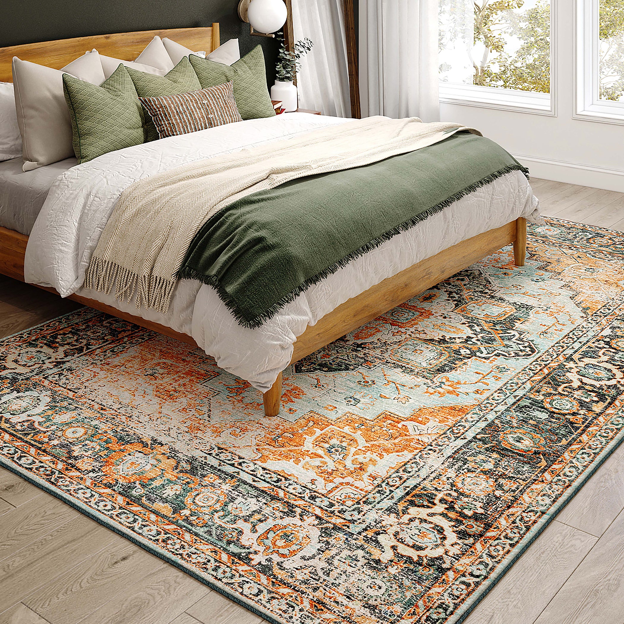 Indoor/Outdoor Traditional JC2 Mist Orange Rug 3' x 5' #shape_Rectangle