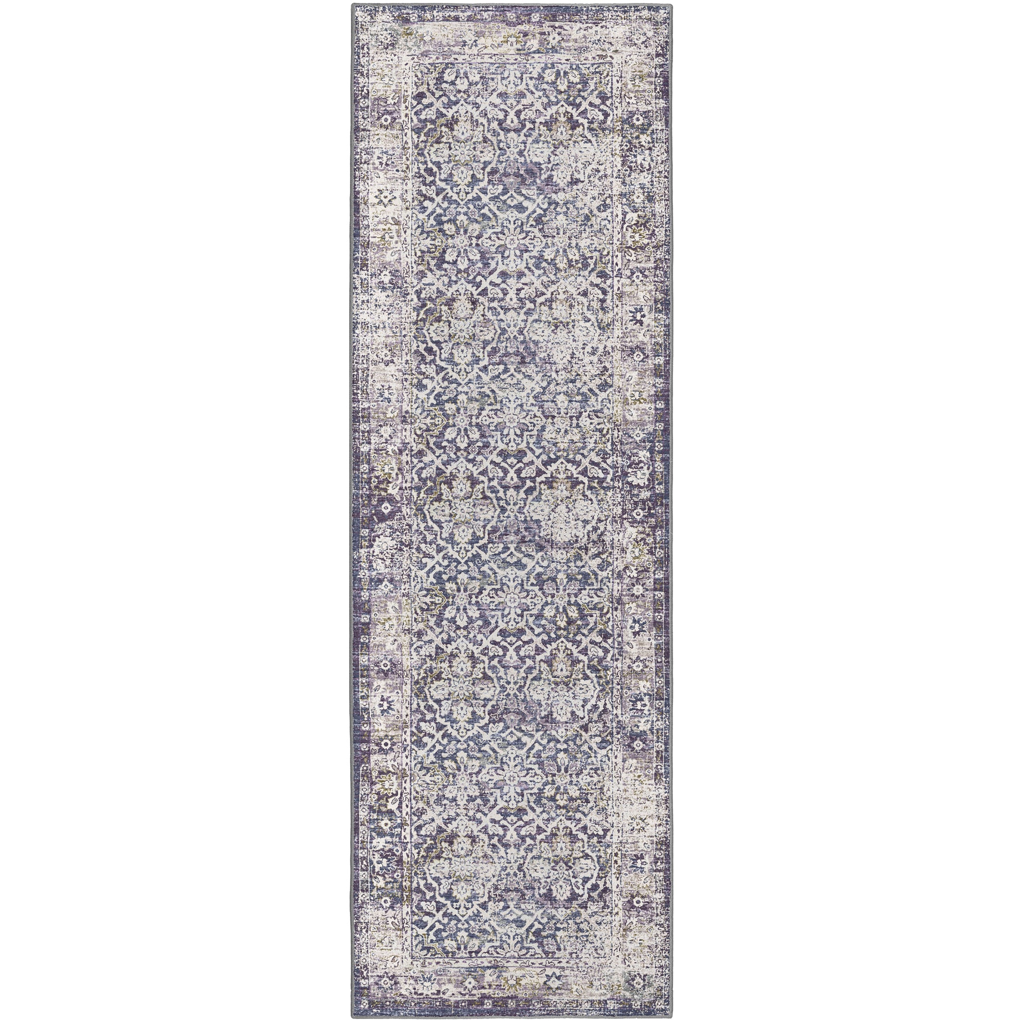 Indoor/Outdoor Traditional JC3 Violet Purple Rug 2'6" x 10' #shape_Runner