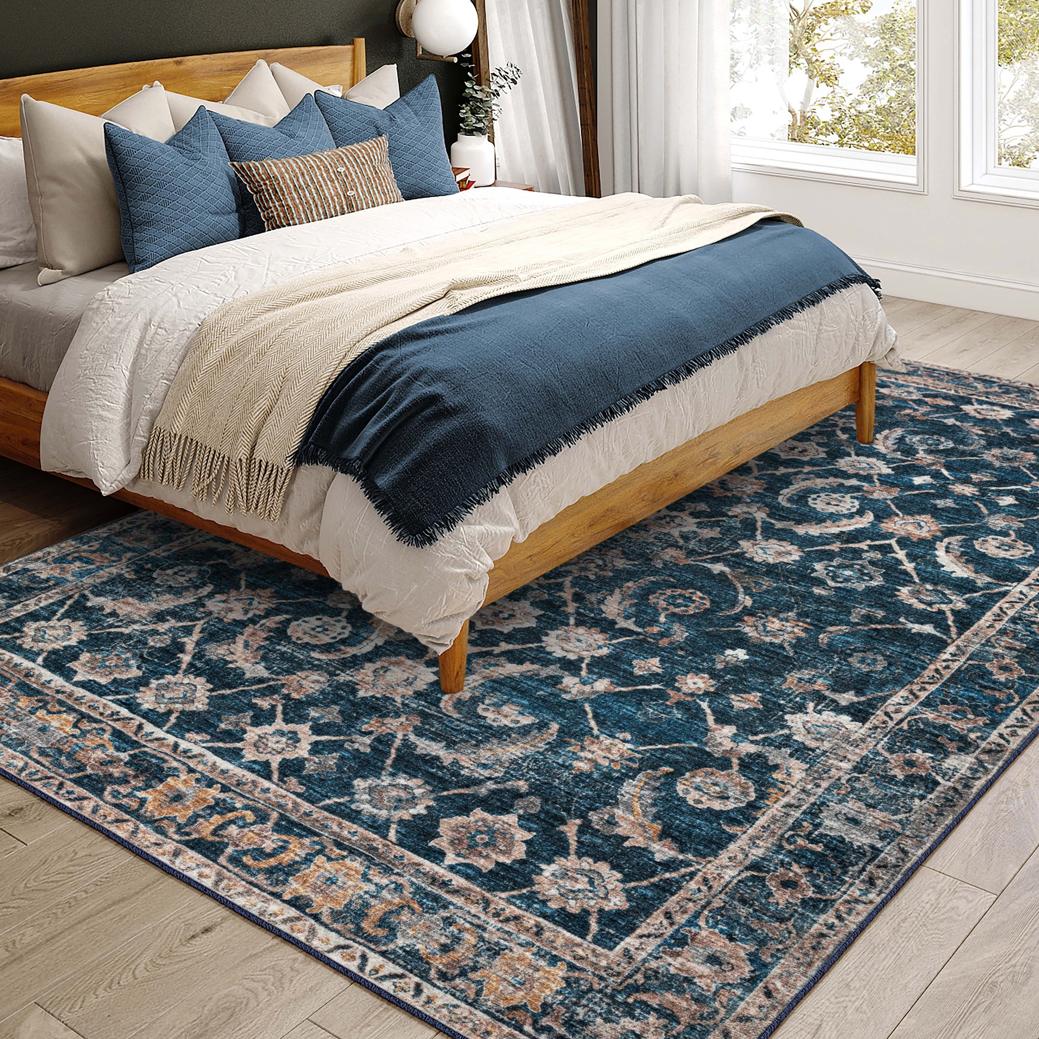 Indoor/Outdoor Traditional JC4 Navy Blue Rug 3' x 5' #shape_Rectangle