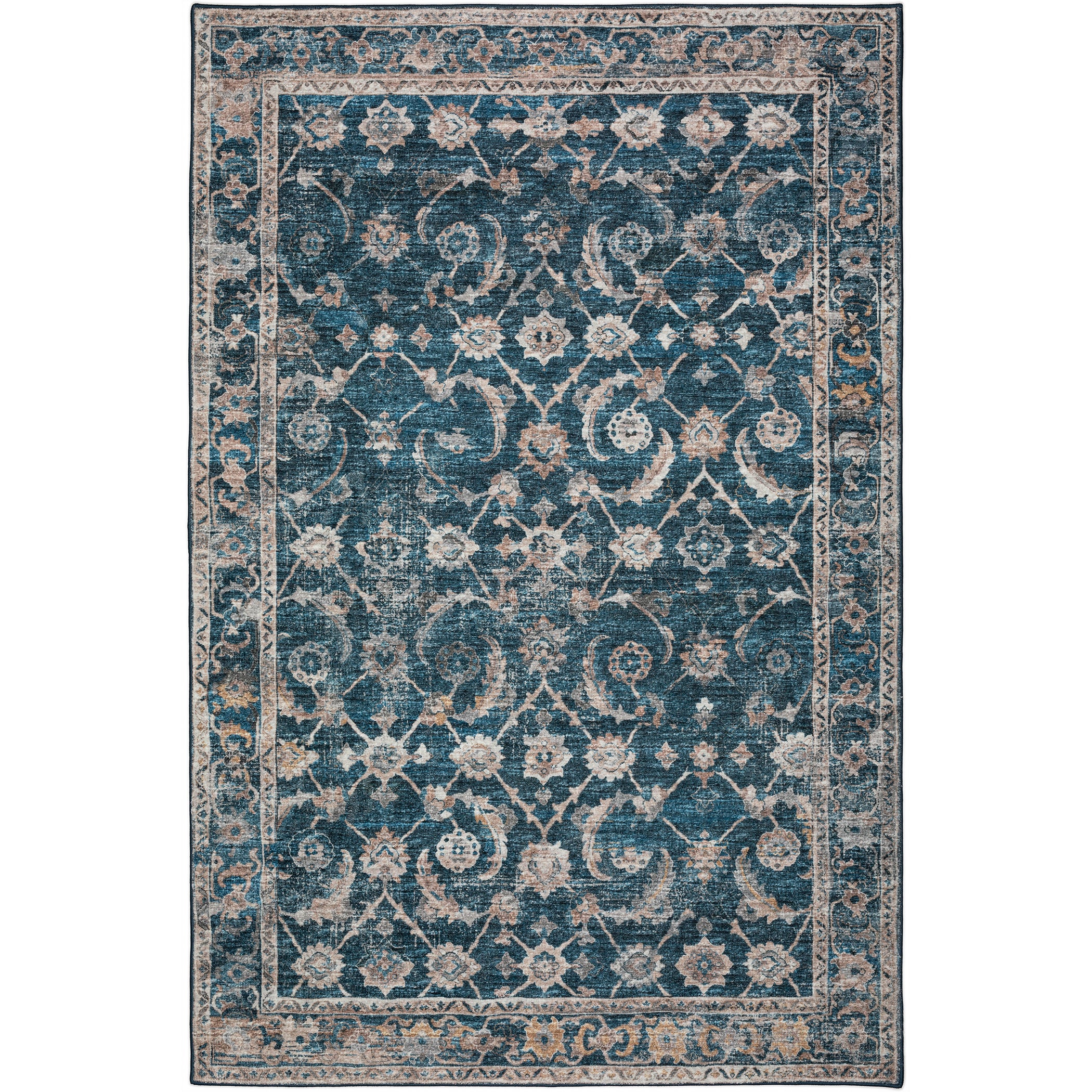 Indoor/Outdoor Traditional JC4 Navy Blue Rug 3' x 5' #shape_Rectangle