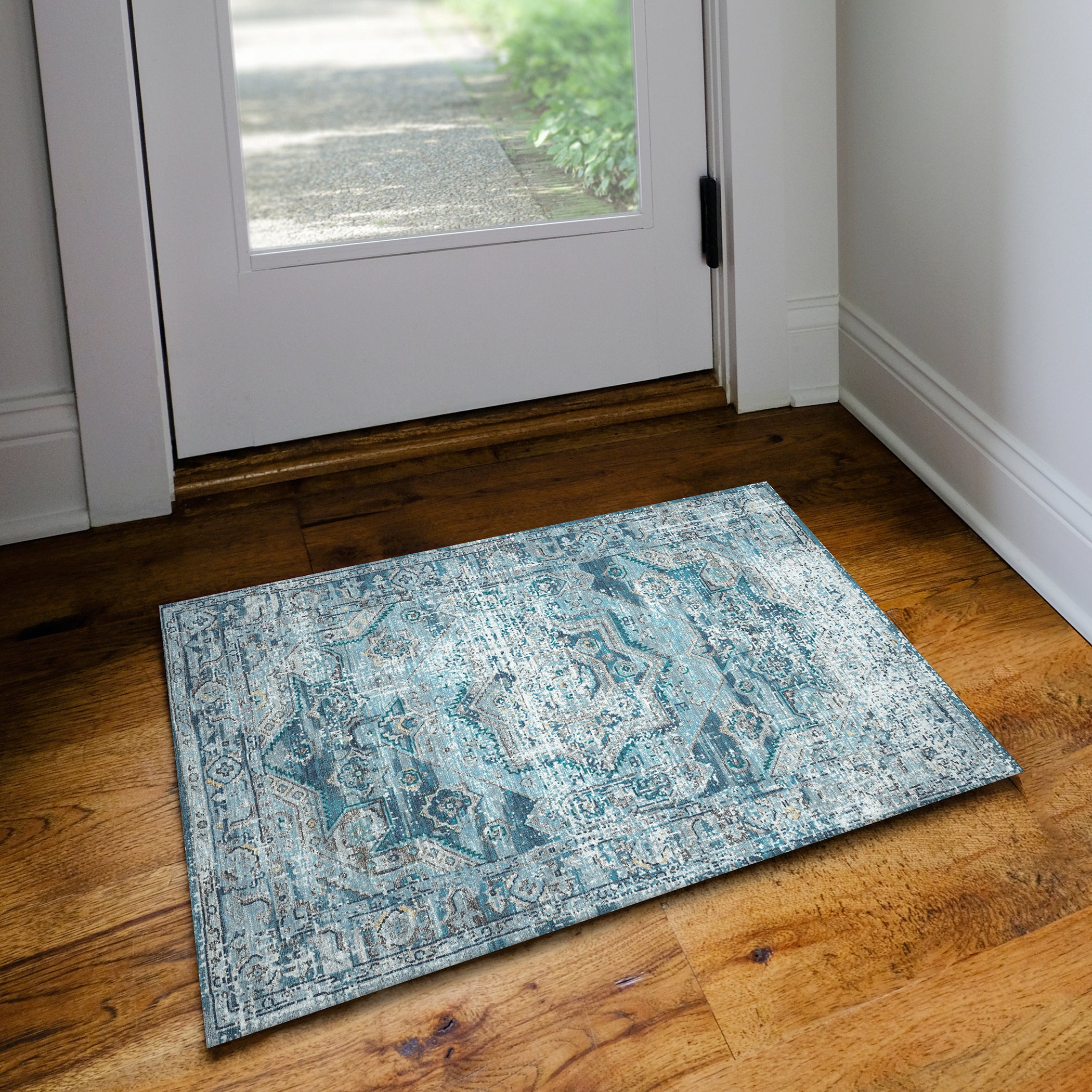 Indoor/Outdoor Traditional JC5 Denim Blue Rug 2' x 3' #shape_Rectangle