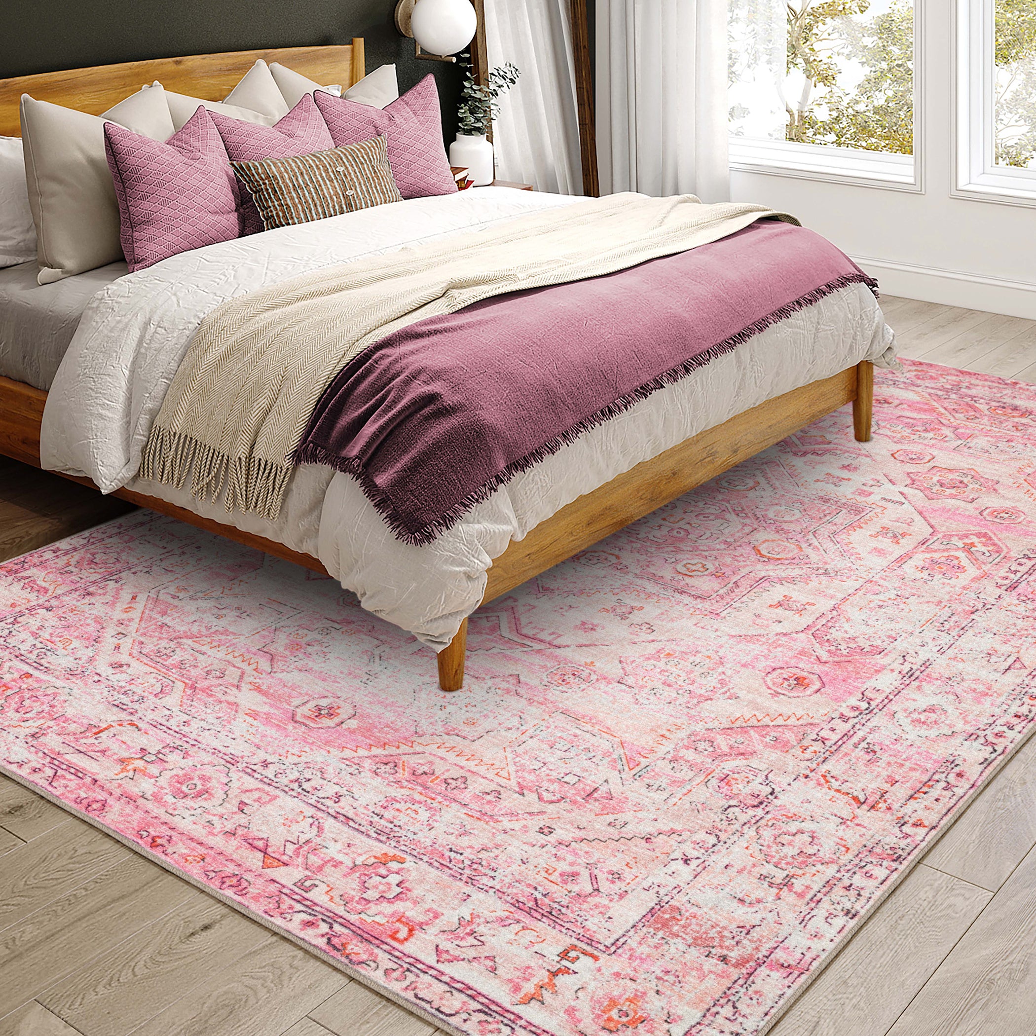 Indoor/Outdoor Traditional JC5 Rose Pink Rug 3' x 5' #shape_Rectangle