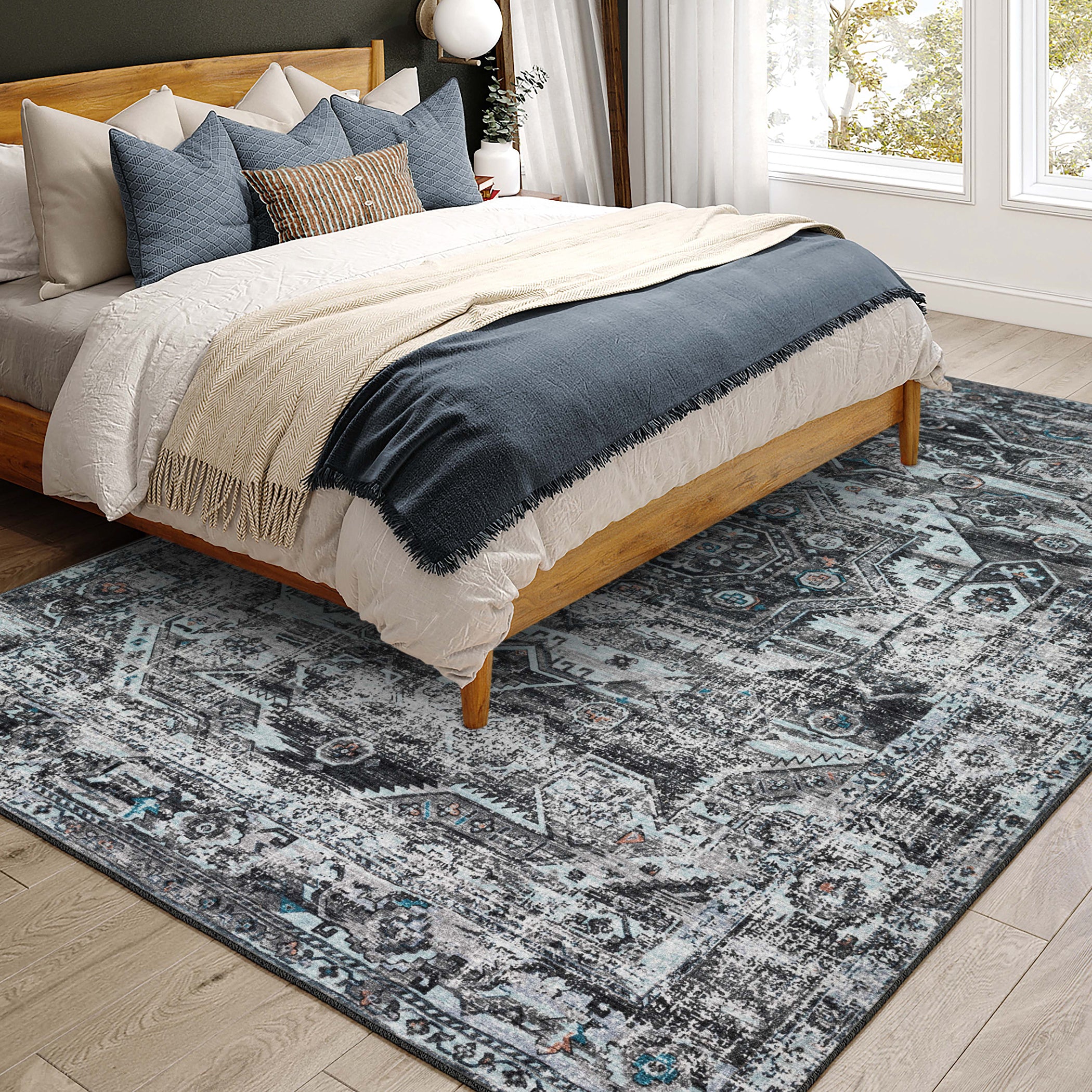 Indoor/Outdoor Traditional JC5 Steel Gray Rug 3' x 5' #shape_Rectangle
