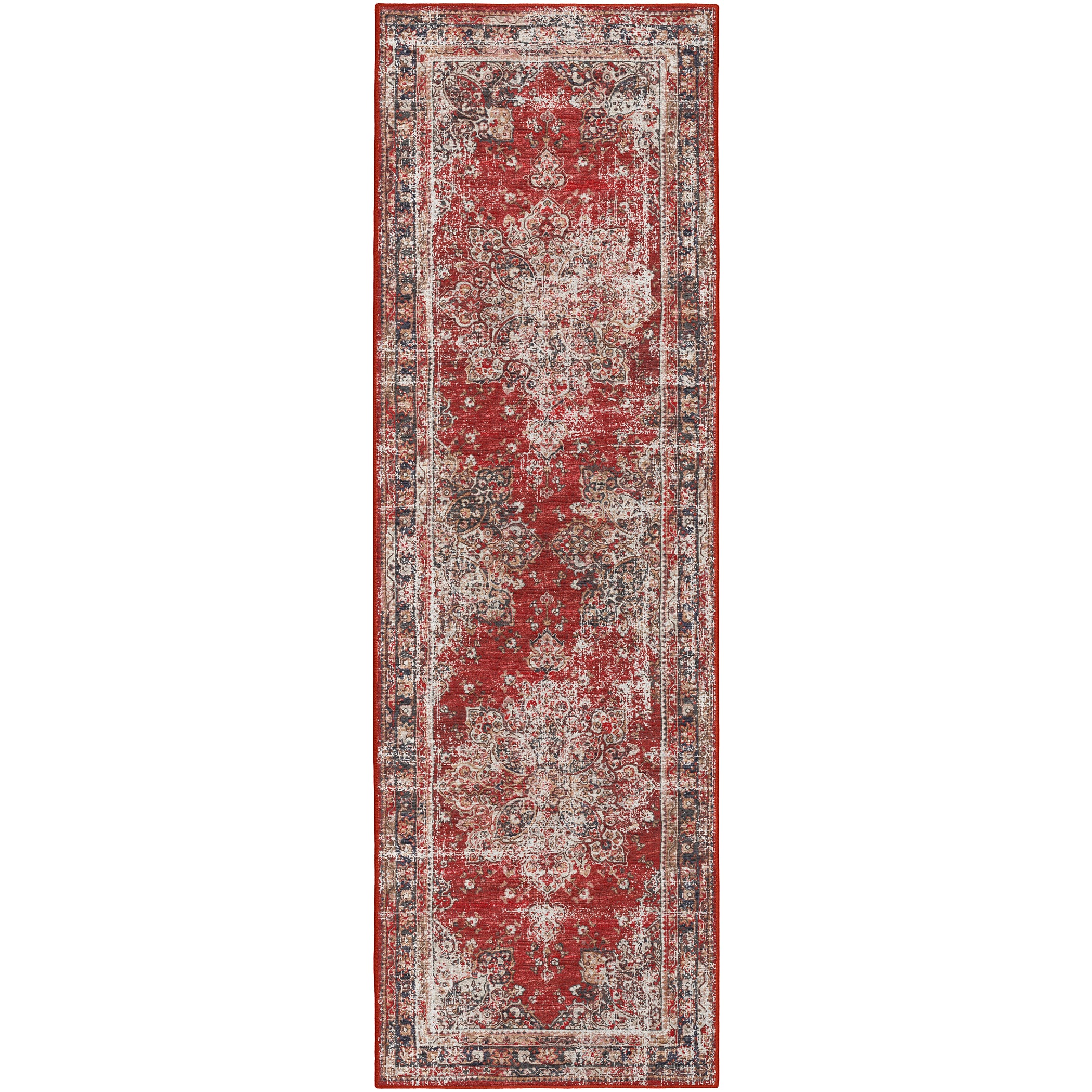 Indoor/Outdoor Traditional JC6 Garnet Red Rug 2'6" x 10' #shape_Runner