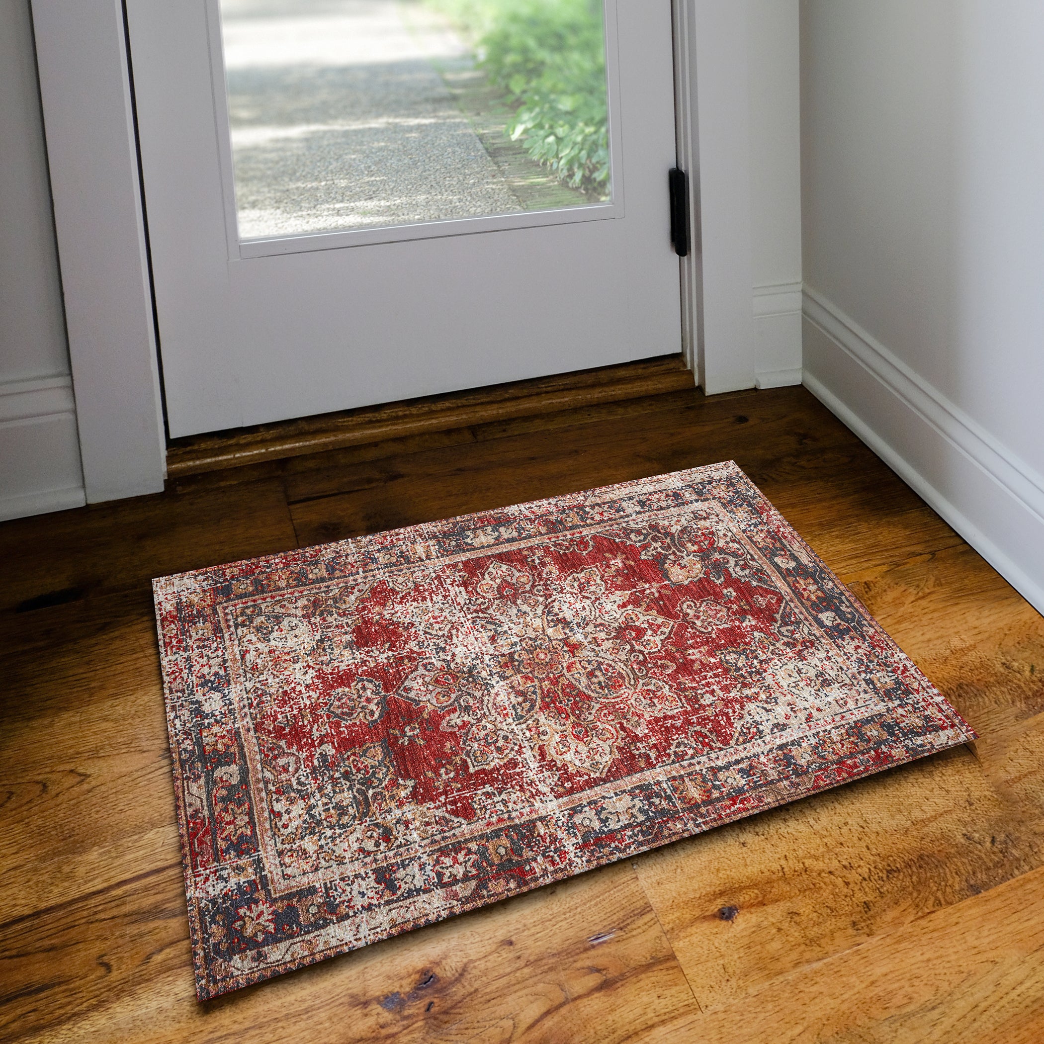 Indoor/Outdoor Traditional JC6 Garnet Red Rug 2' x 3' #shape_Rectangle
