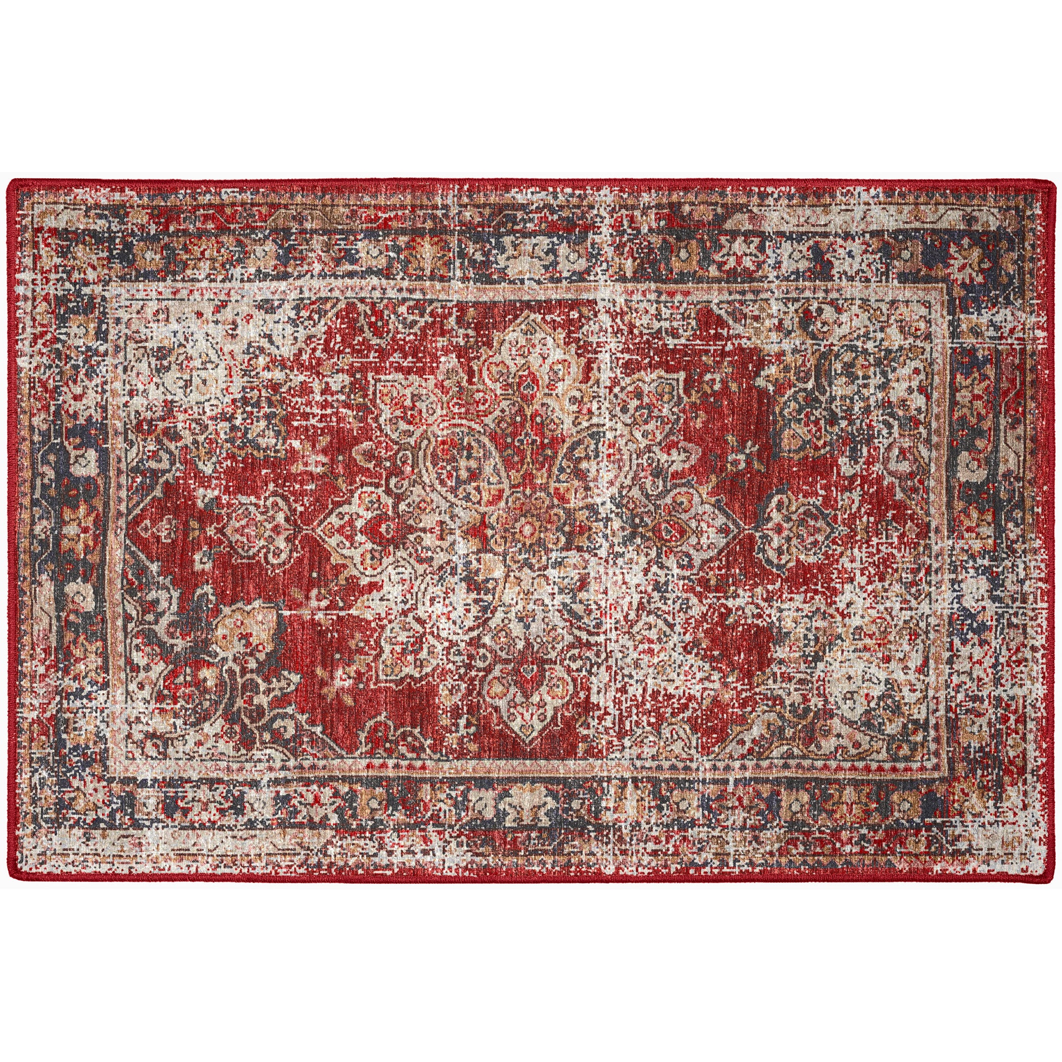 Indoor/Outdoor Traditional JC6 Garnet Red Rug 2' x 3' #shape_Rectangle