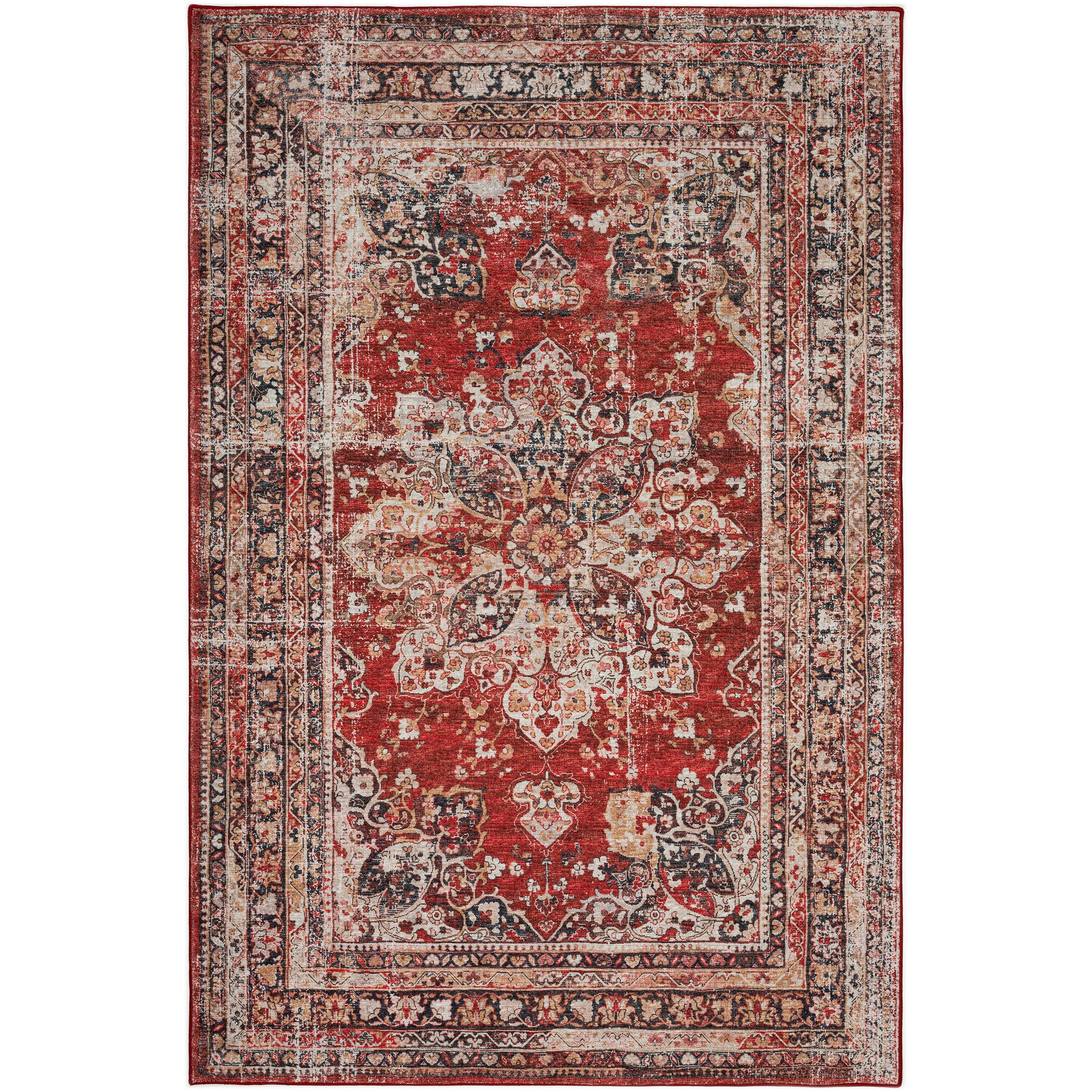 Indoor/Outdoor Traditional JC6 Garnet Red Rug 3' x 5' #shape_Rectangle