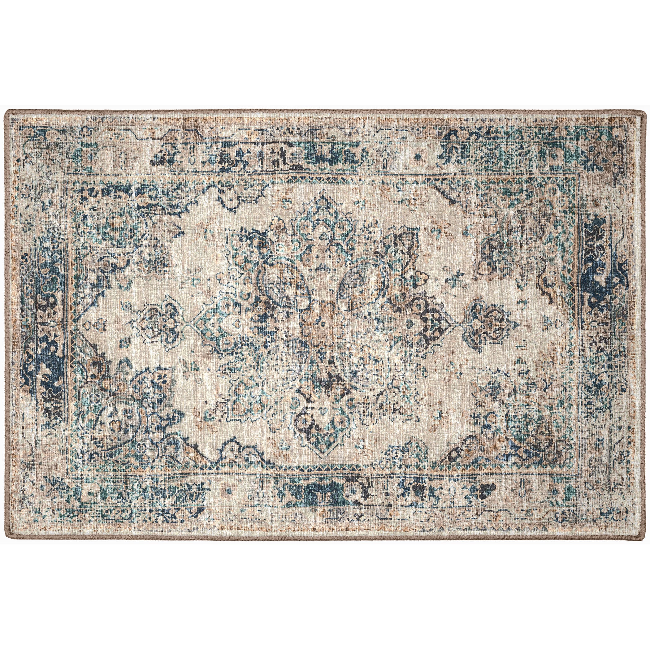 Indoor/Outdoor Traditional JC6 Linen Blue Rug 2' x 3' #shape_Rectangle