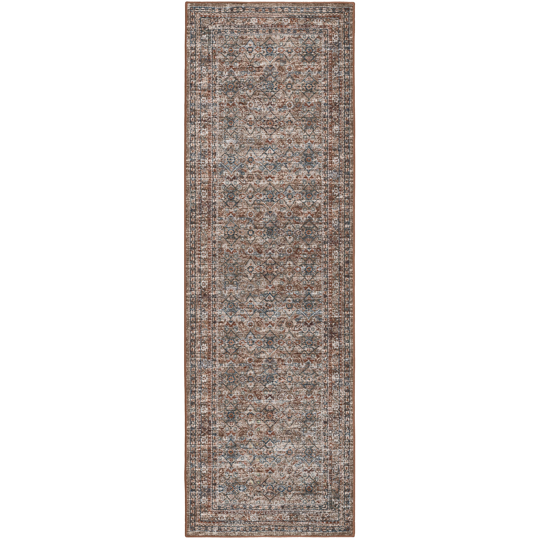 Indoor/Outdoor Traditional JC7 Latte Multi Rug 2'6" x 10' #shape_Runner