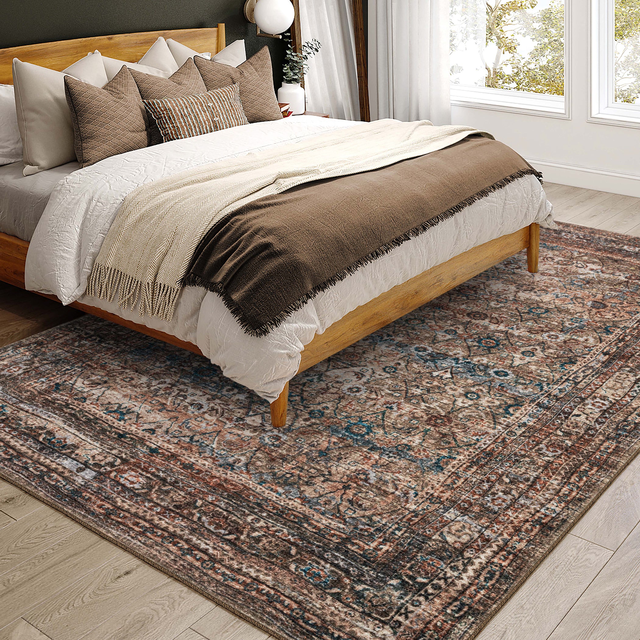 Indoor/Outdoor Traditional JC7 Latte Multi Rug 3' x 5' #shape_Rectangle