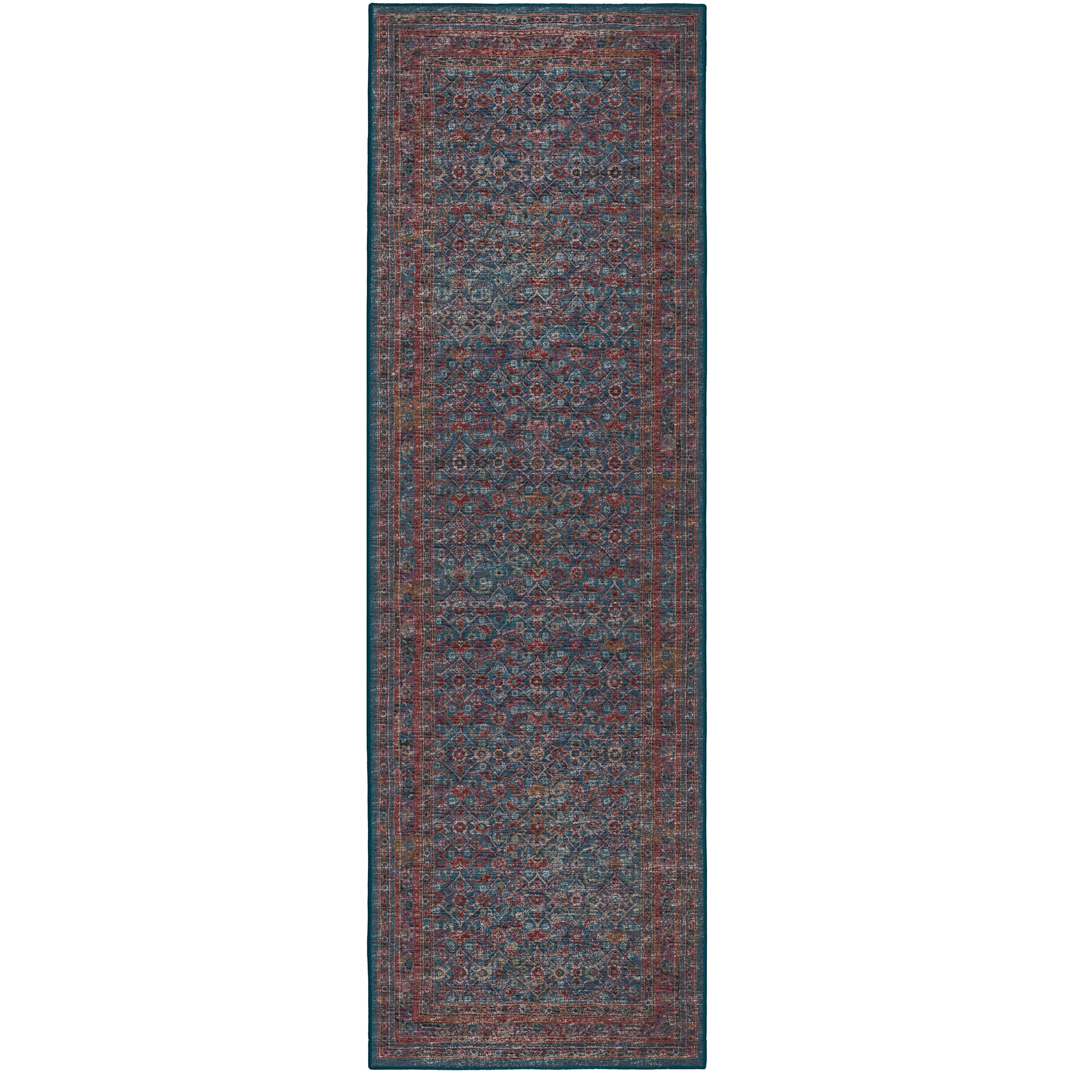 Indoor/Outdoor Traditional JC7 Navy Blue Rug 2'6" x 10' #shape_Runner