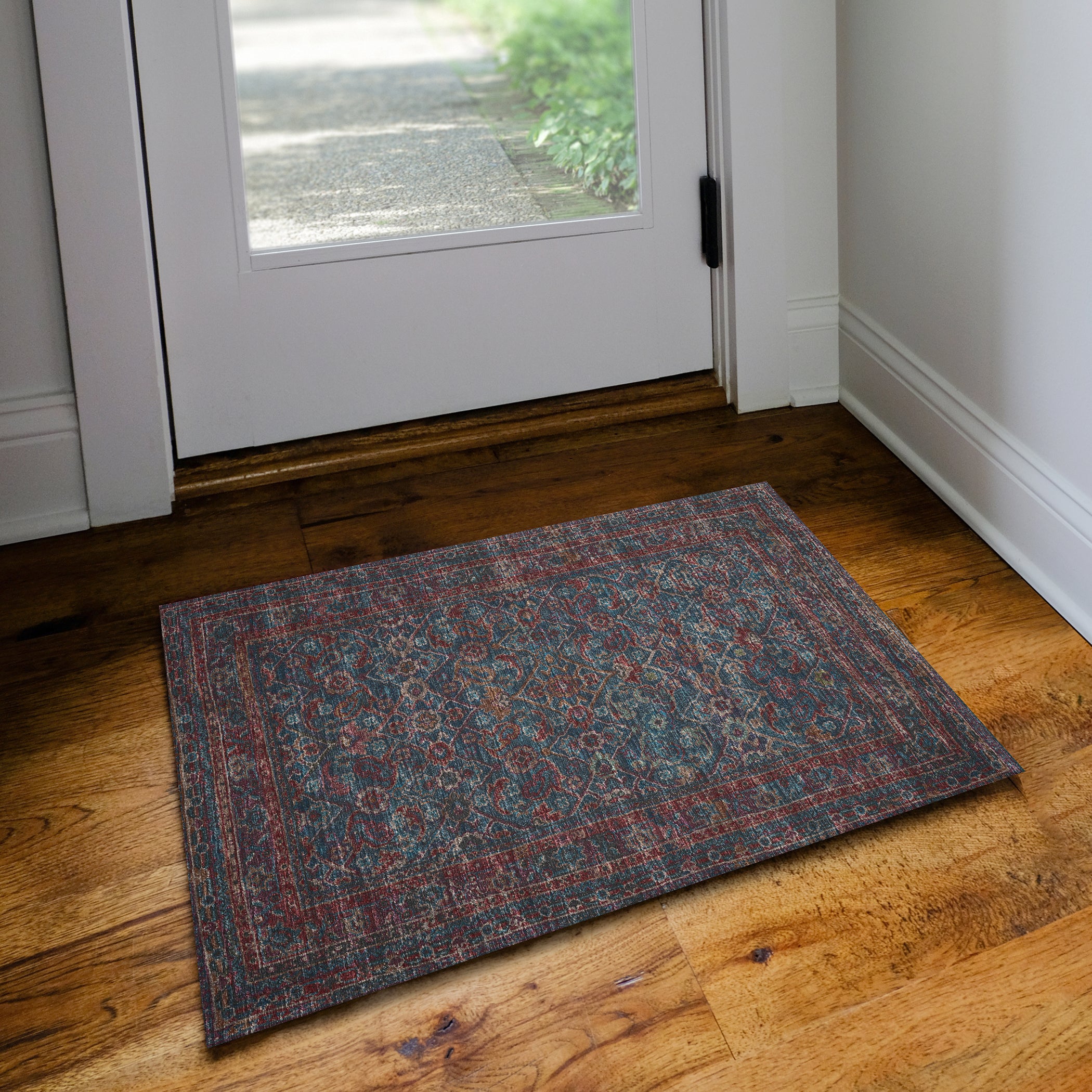 Indoor/Outdoor Traditional JC7 Navy Blue Rug 2' x 3' #shape_Rectangle