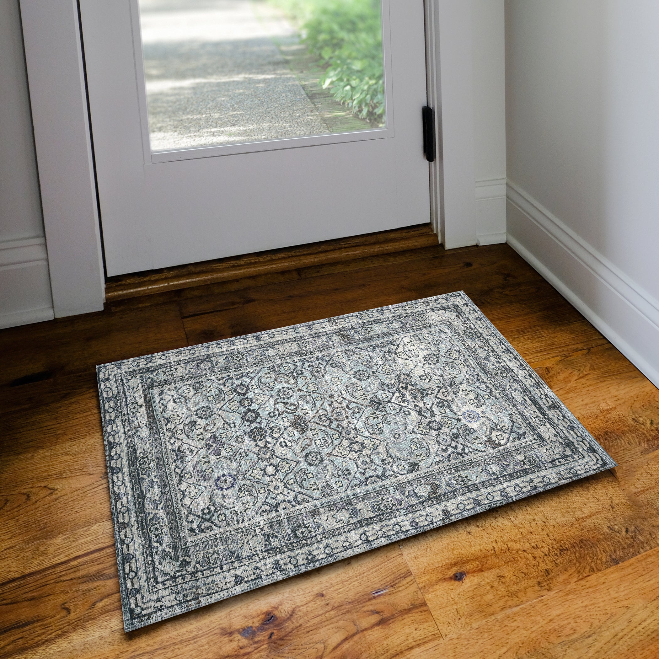 Indoor/Outdoor Traditional JC7 Pewter Gray Rug 2' x 3' #shape_Rectangle