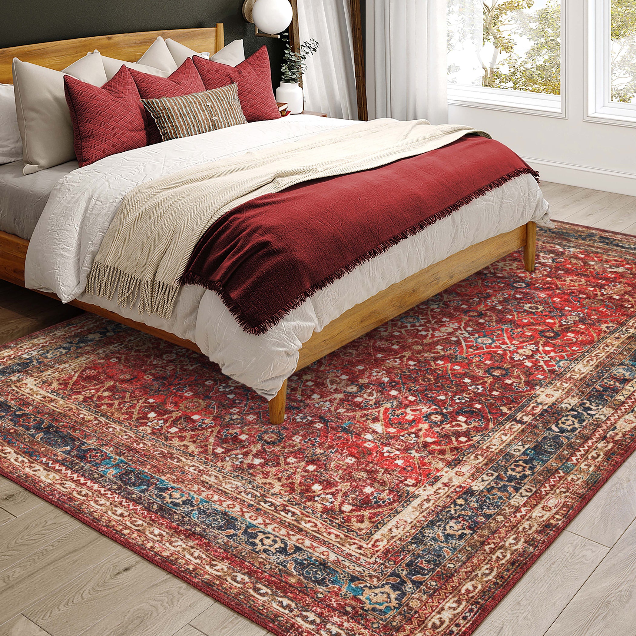 Indoor/Outdoor Traditional JC7 Scarlett Red Rug 3' x 5' #shape_Rectangle