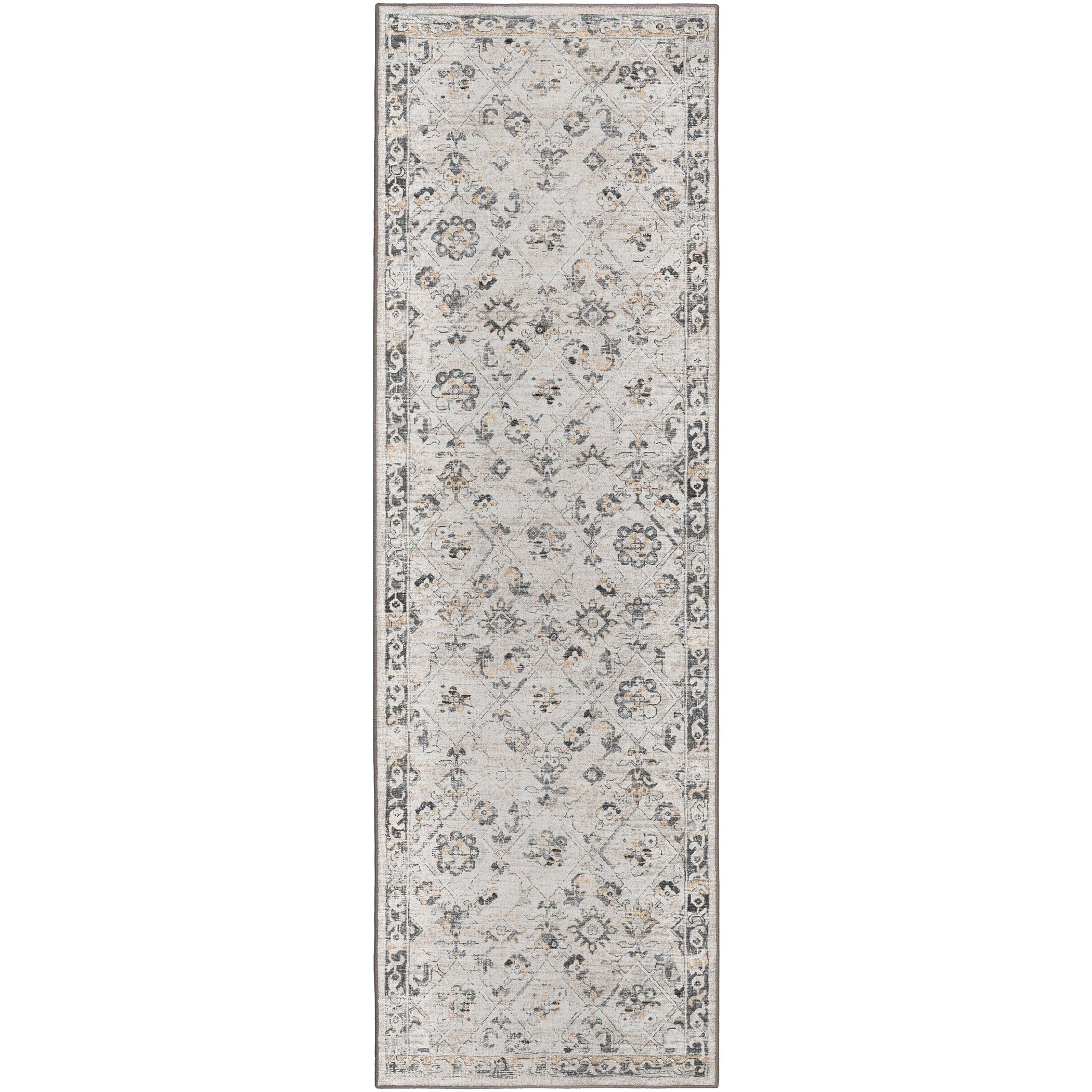 Indoor/Outdoor Traditional JC8 Mink Gray Rug 2'6" x 10' #shape_Runner