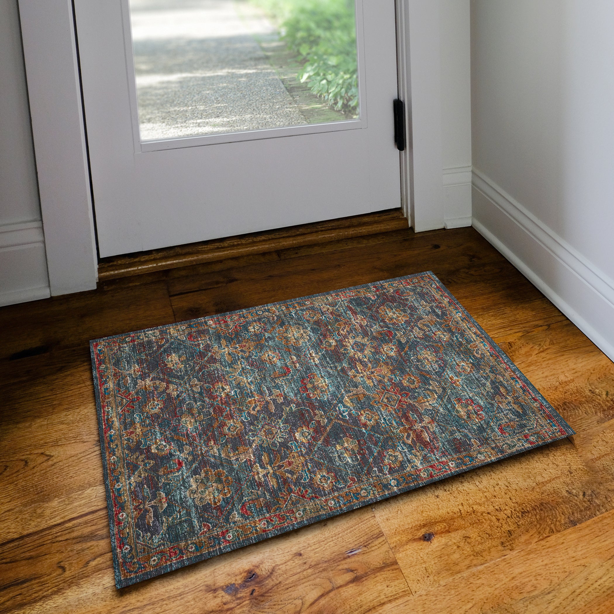 Indoor/Outdoor Traditional JC8 Navy Blue Rug 2' x 3' #shape_Rectangle