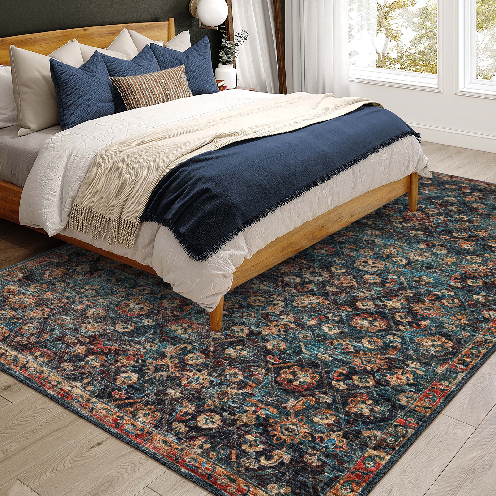 Indoor/Outdoor Traditional JC8 Navy Blue Rug 3' x 5' #shape_Rectangle